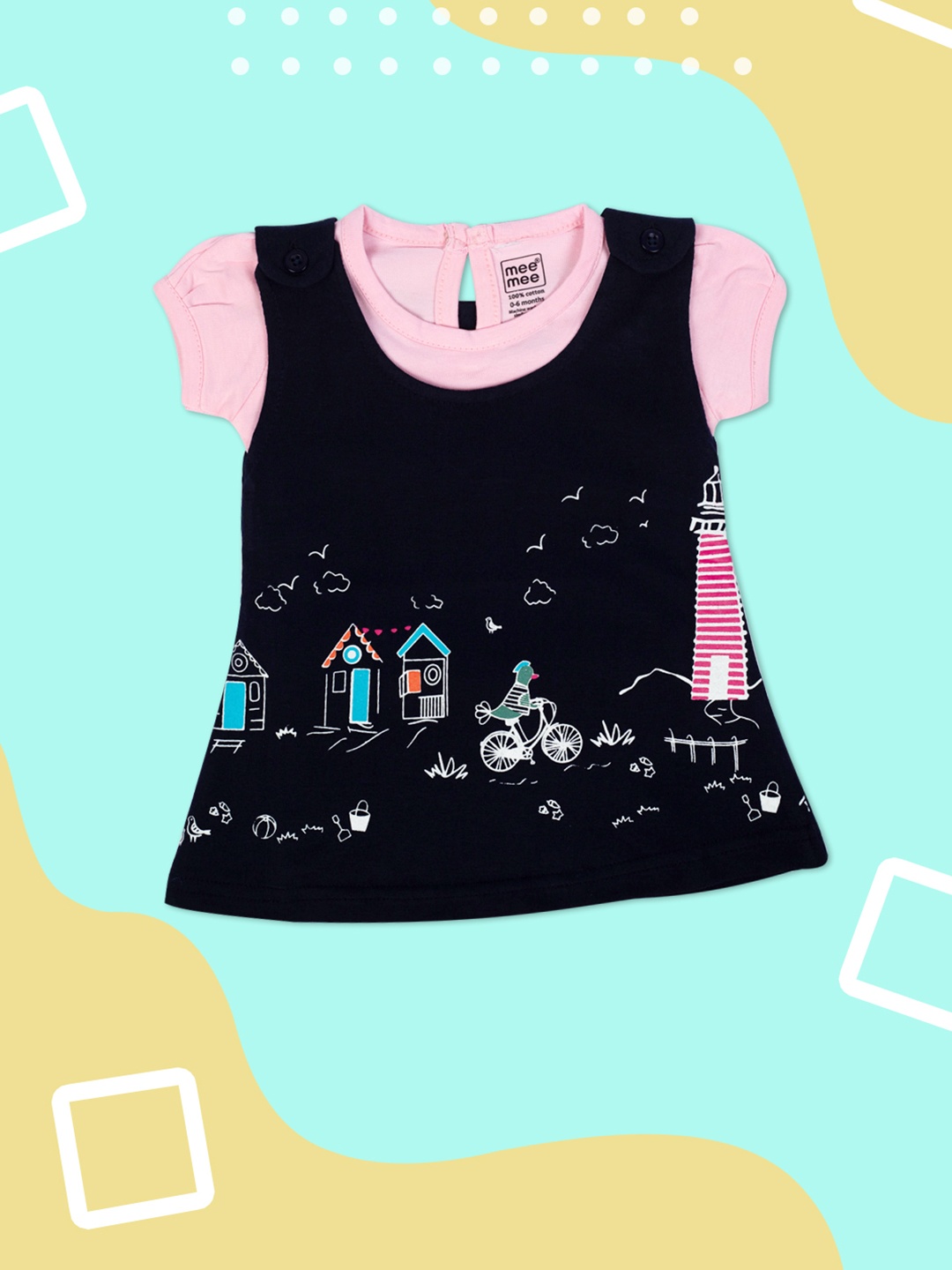 

MeeMee Girls Pink Printed A-Line Dress