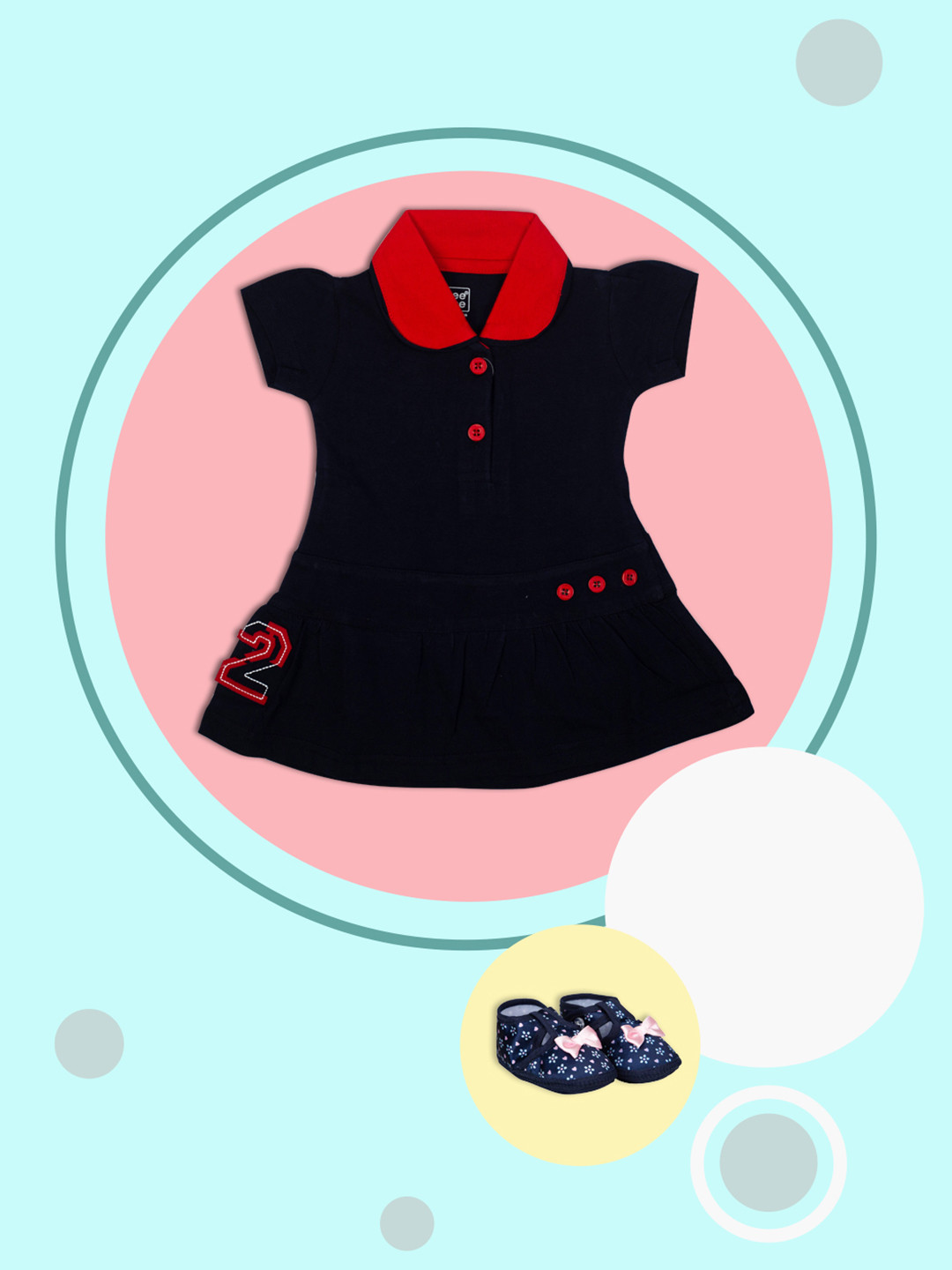 

MeeMee Infant Girls Navy Blue Solid Fit and Flare Dress