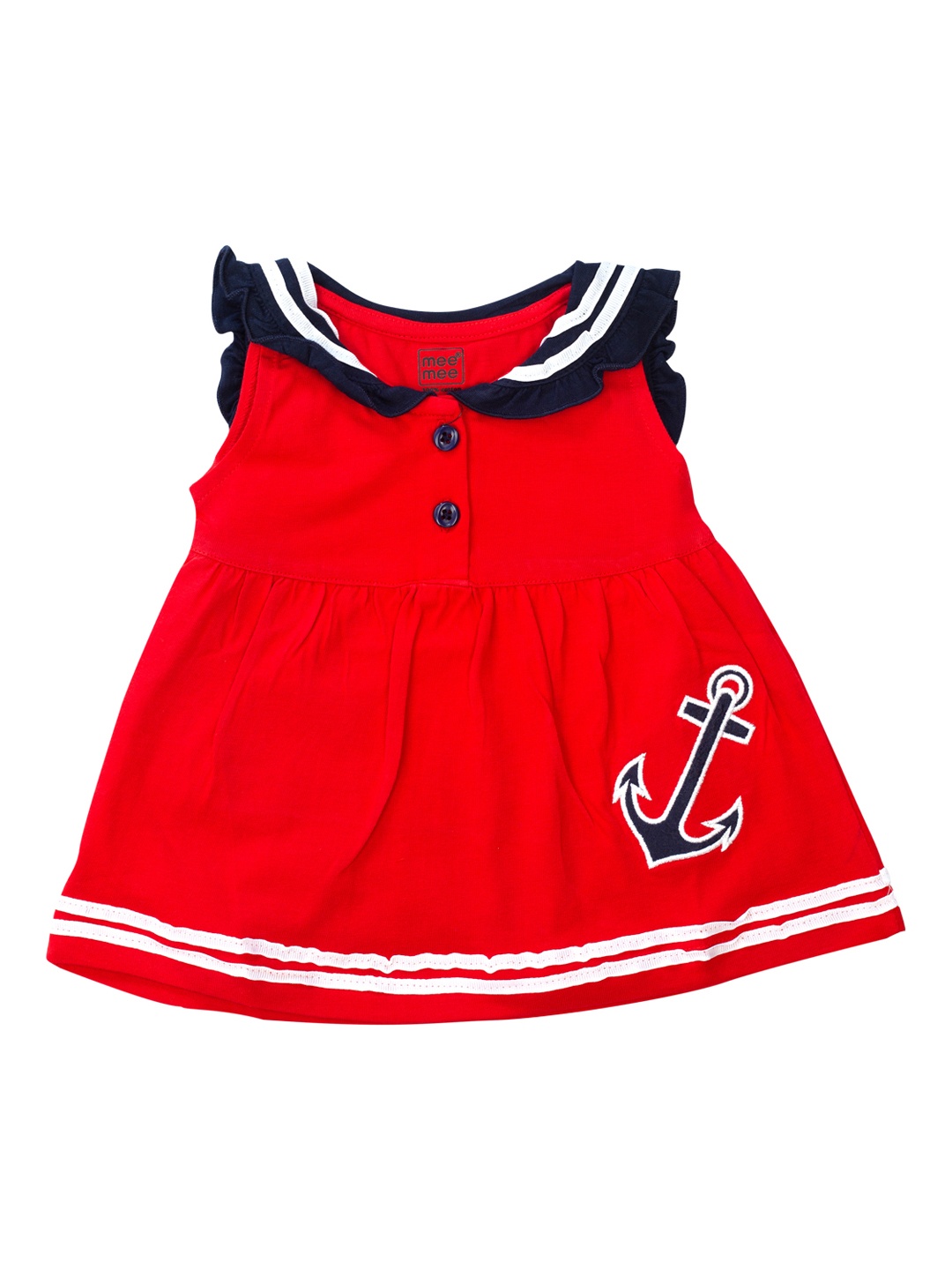 

MeeMee Girls Red Striped Fit and Flare Dress
