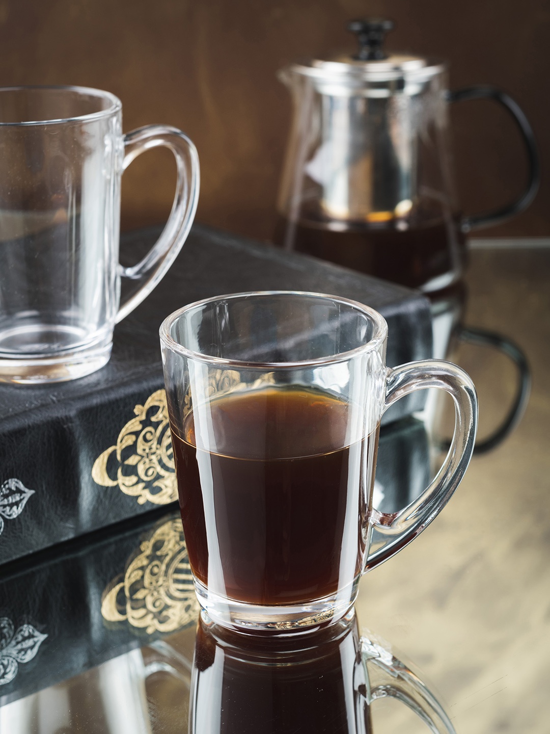 

GOODHOMES Set Of 12 Transparent Solid Fresco Glass Tea Coffee Mugs