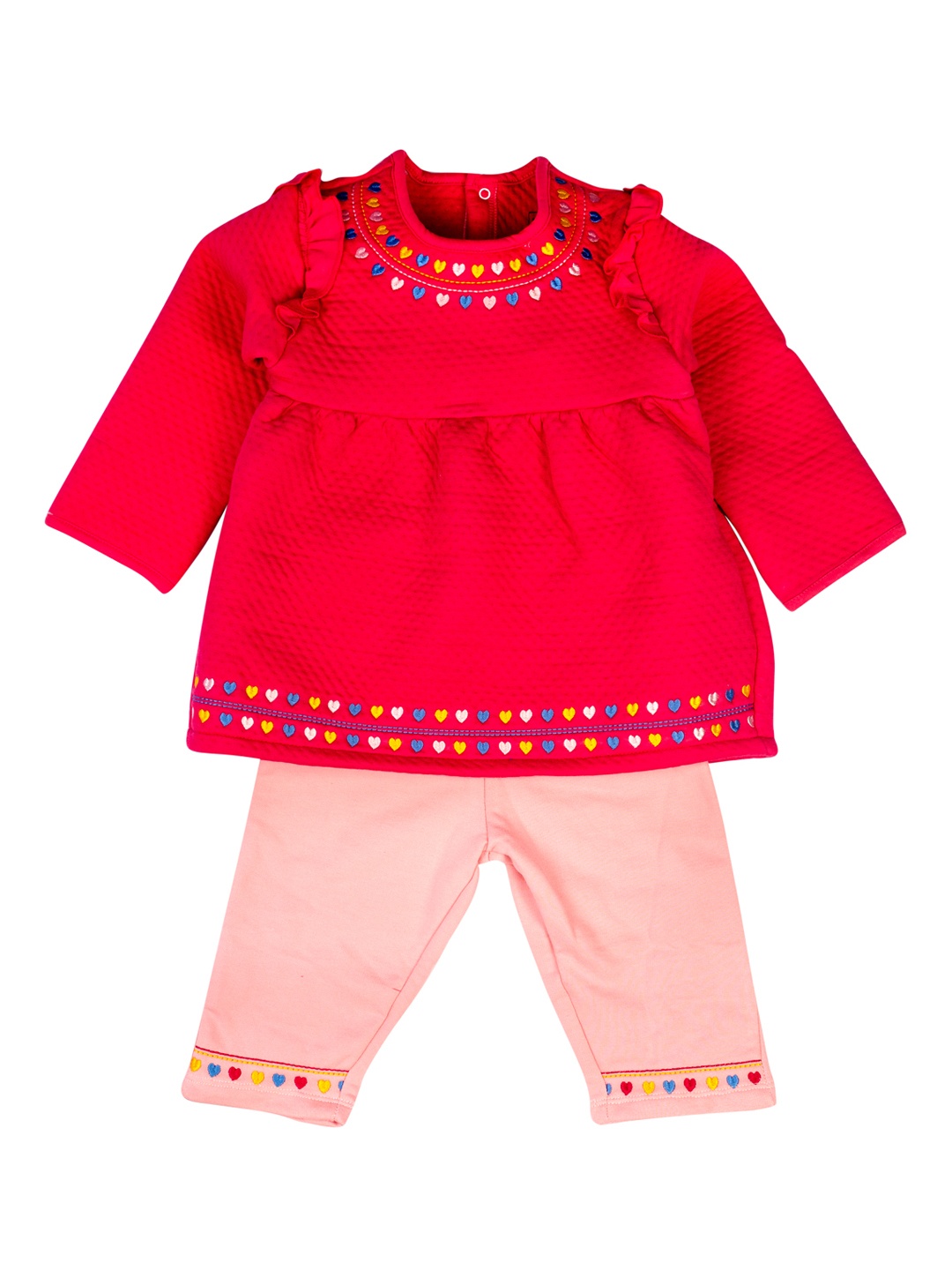 

MeeMee Girls Red & Pink Self Design Top with Pyjamas