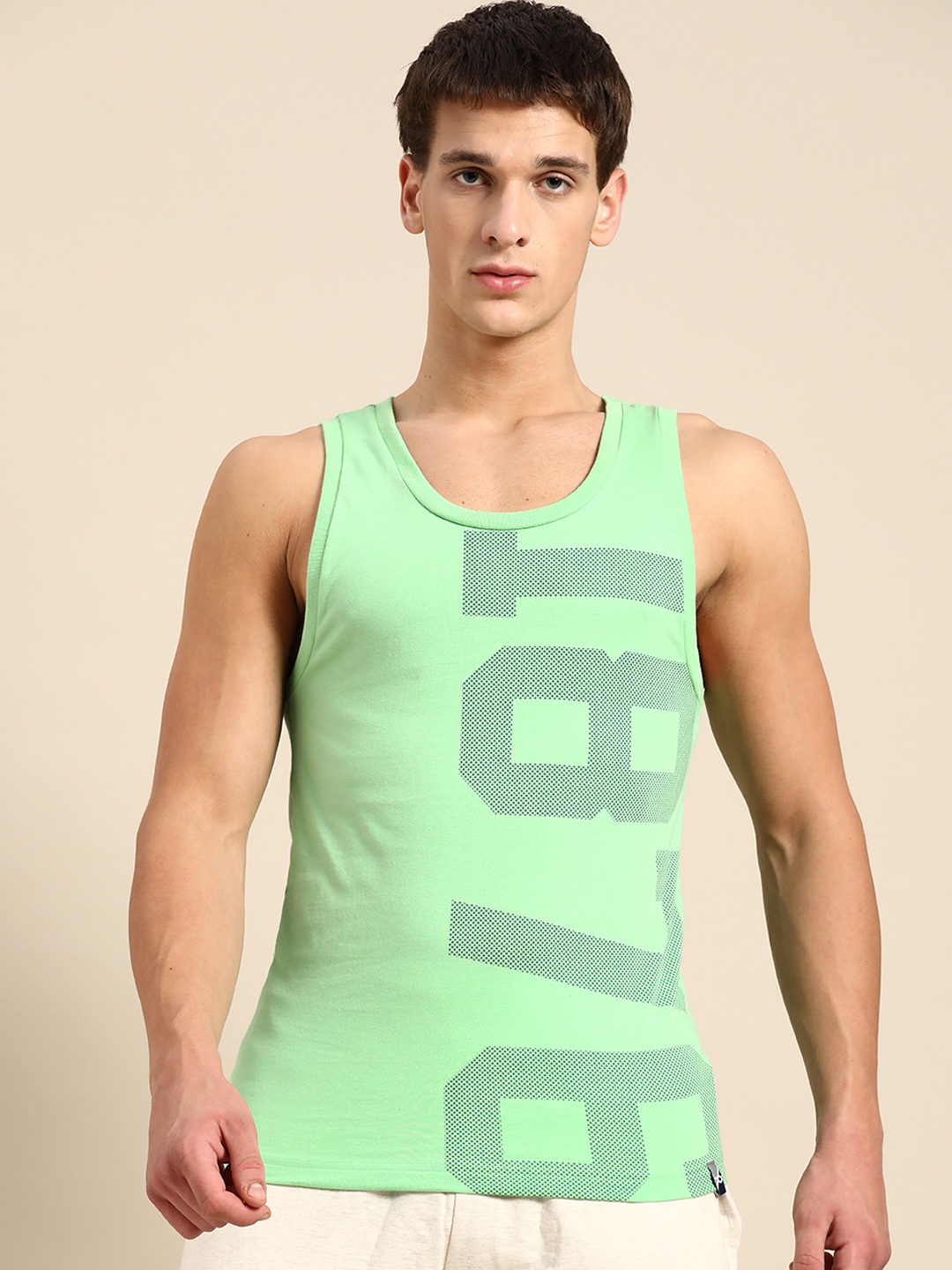 

Jockey Men Green Printed Round Neck Lounge T-shirt