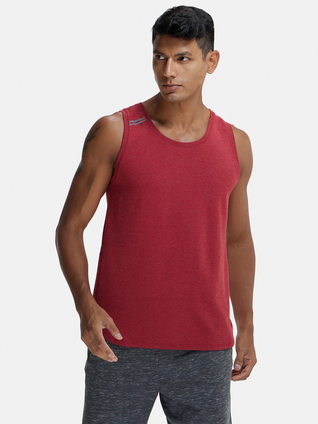 

Super Combed Cotton Blend Solid Performance Tank Top with Breathable Mesh-MV06, Maroon