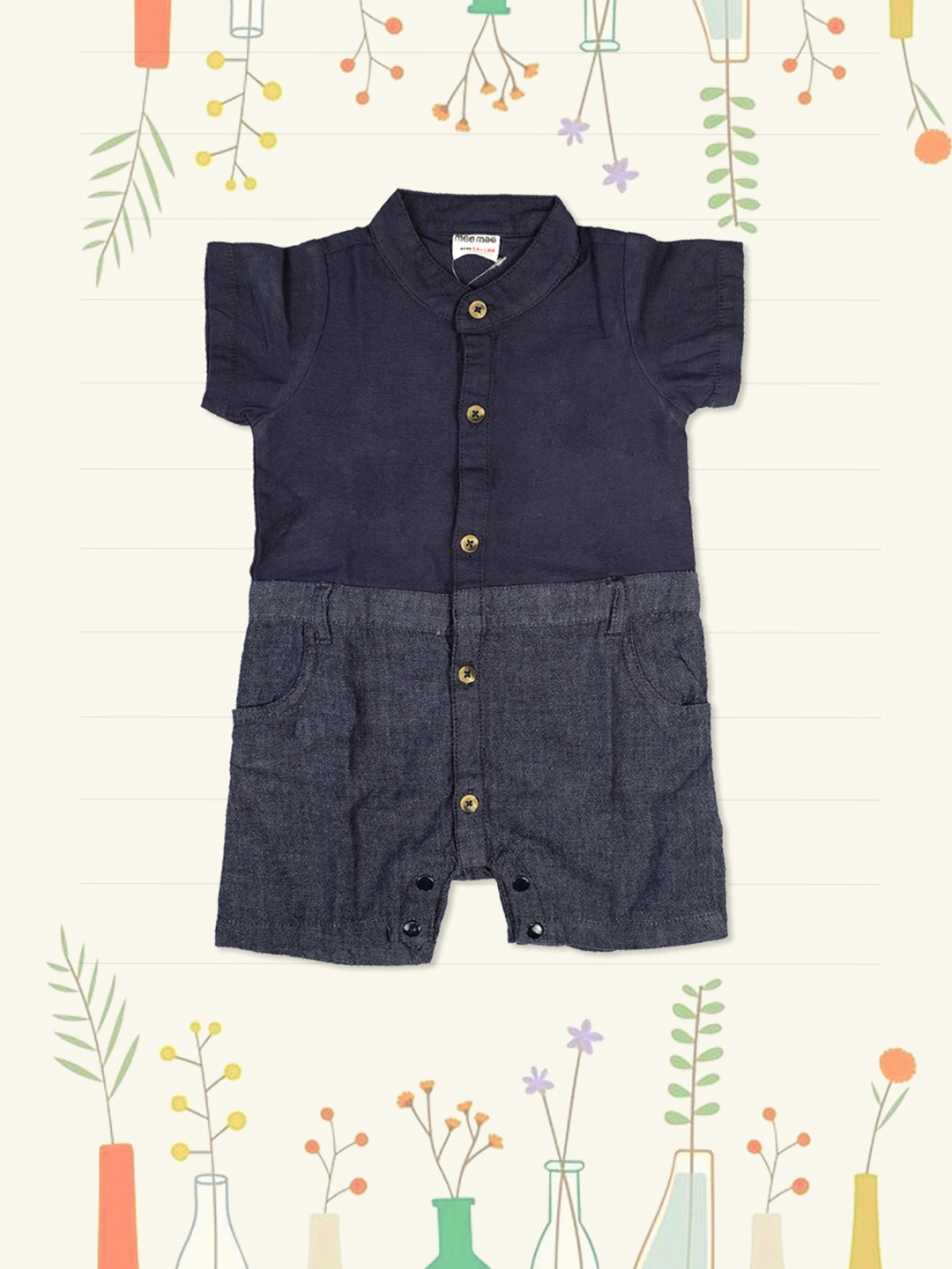 

MeeMee Infant Boys Blue Solid Romper
