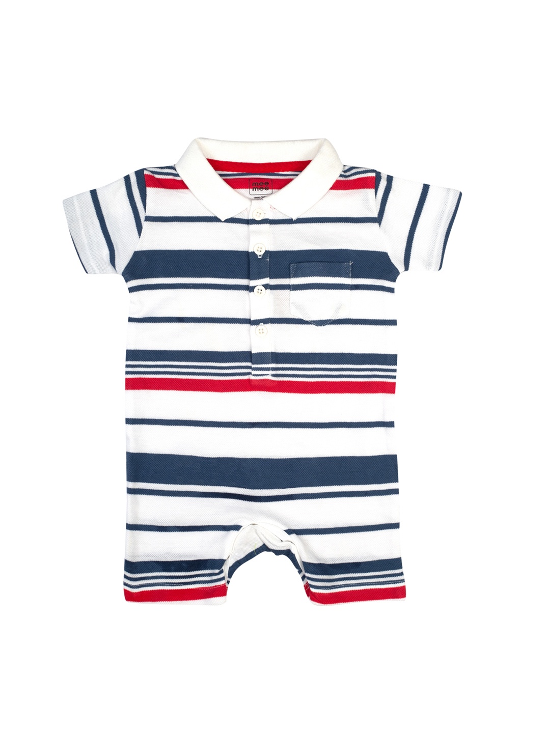 

MeeMee Newborn Boys White & Blue Striped Romper