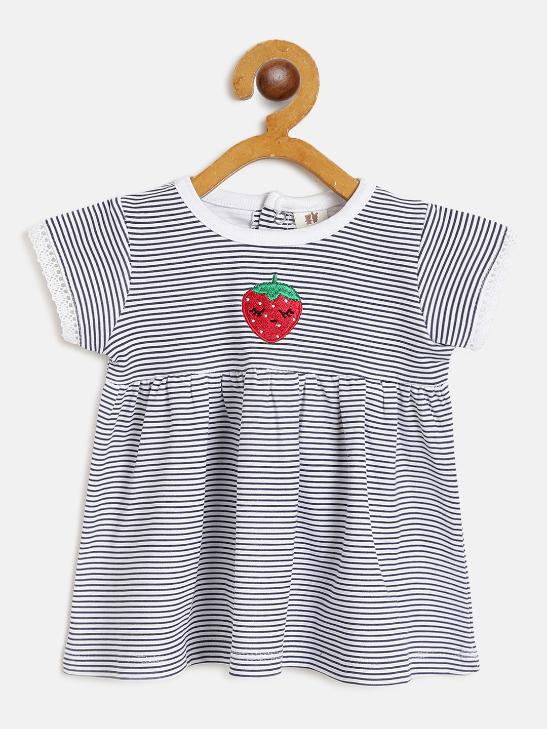 

TOFFY HOUSE Girls Navy Blue & White Striped A-Line Dress
