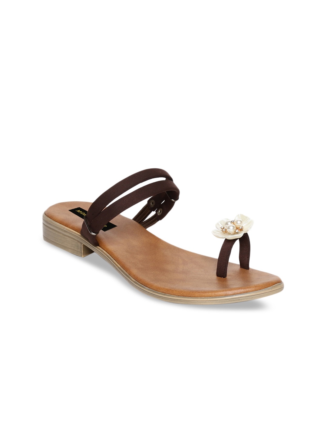 

Milano Torre Women Brown Embellished PU One Toed Flats
