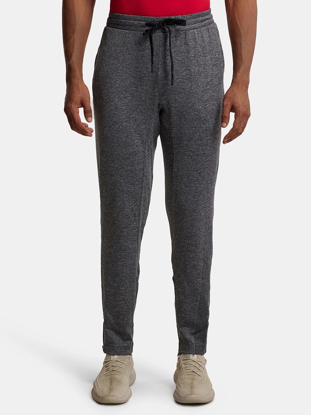 

Soft Touch Microfiber Stretch Trackpant with Side Pockets and StayFresh Treatment-SP16, Grey melange