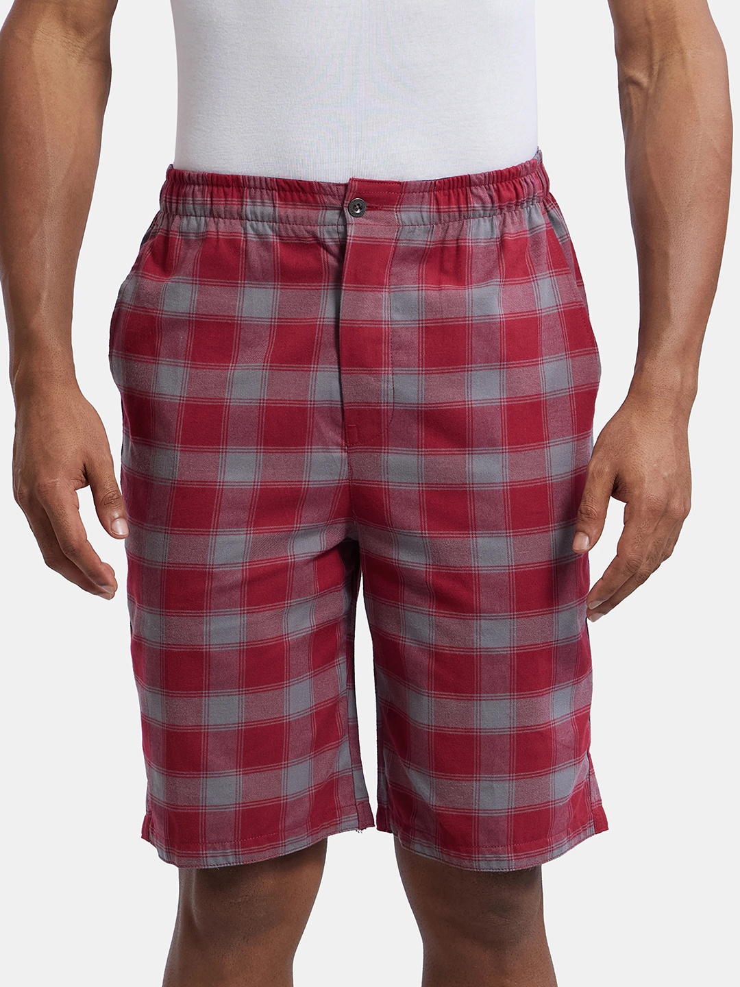 

Jockey Men Checked Pure Cotton Shorts, Red