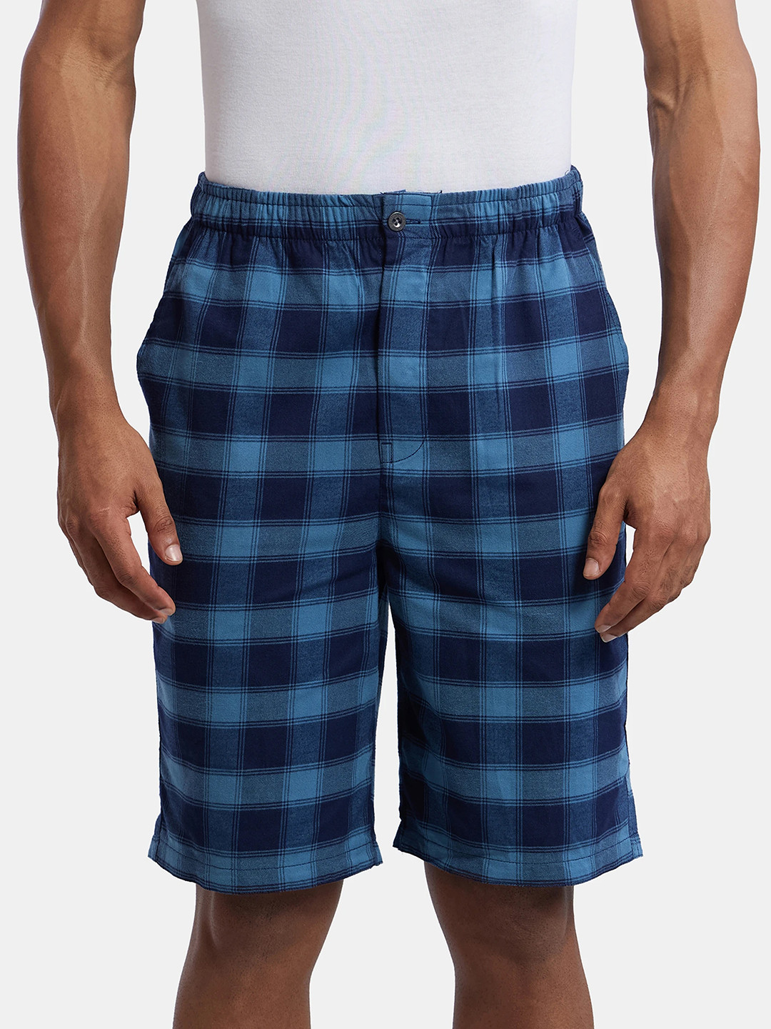 

Jockey Combed Mercerized Cotton Woven Fabric Bermuda with Side Pockets-US88, Blue