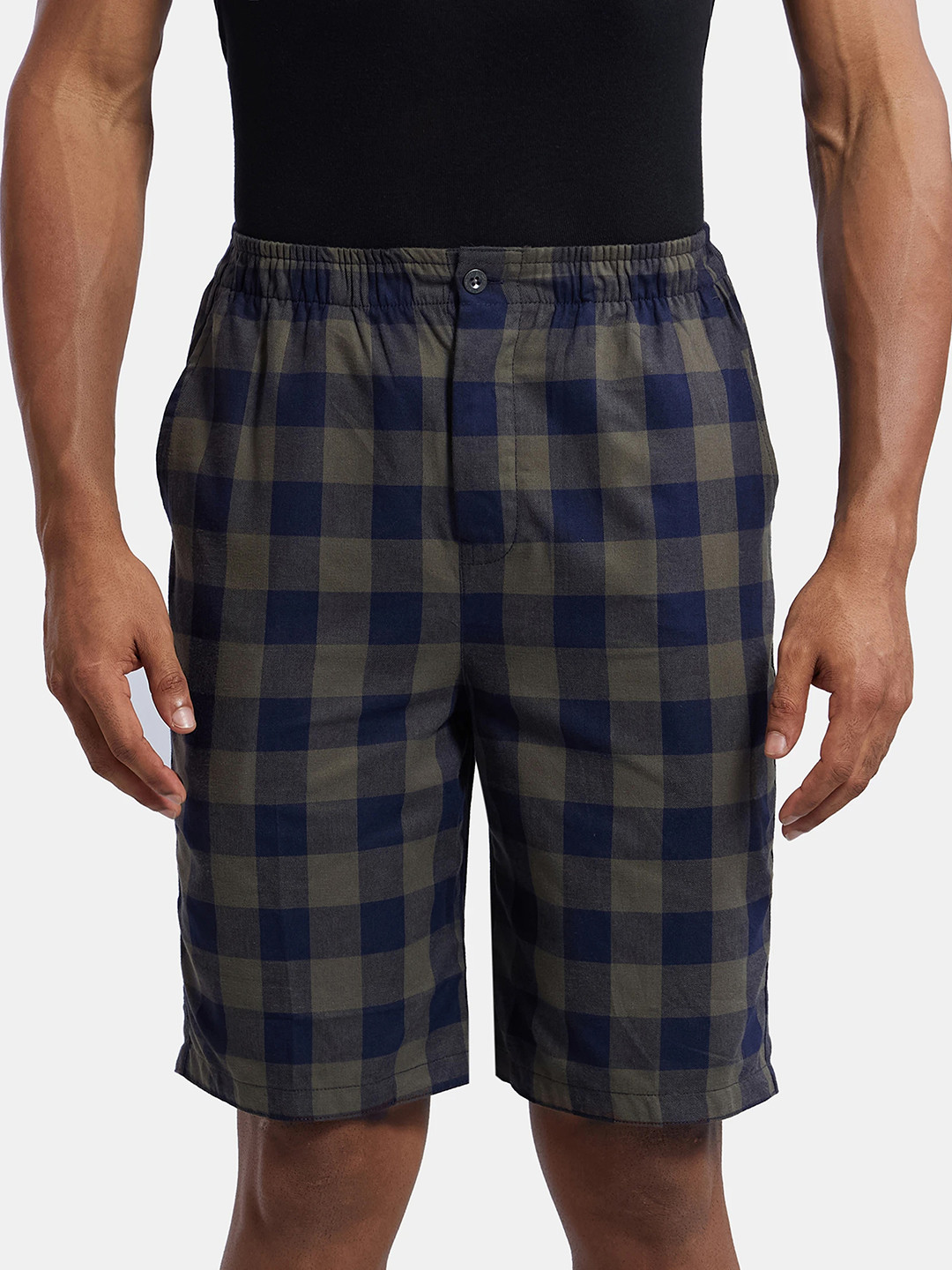 

Jockey Combed Mercerized Cotton Woven Fabric Bermuda with Side Pockets-US88, Navy blue