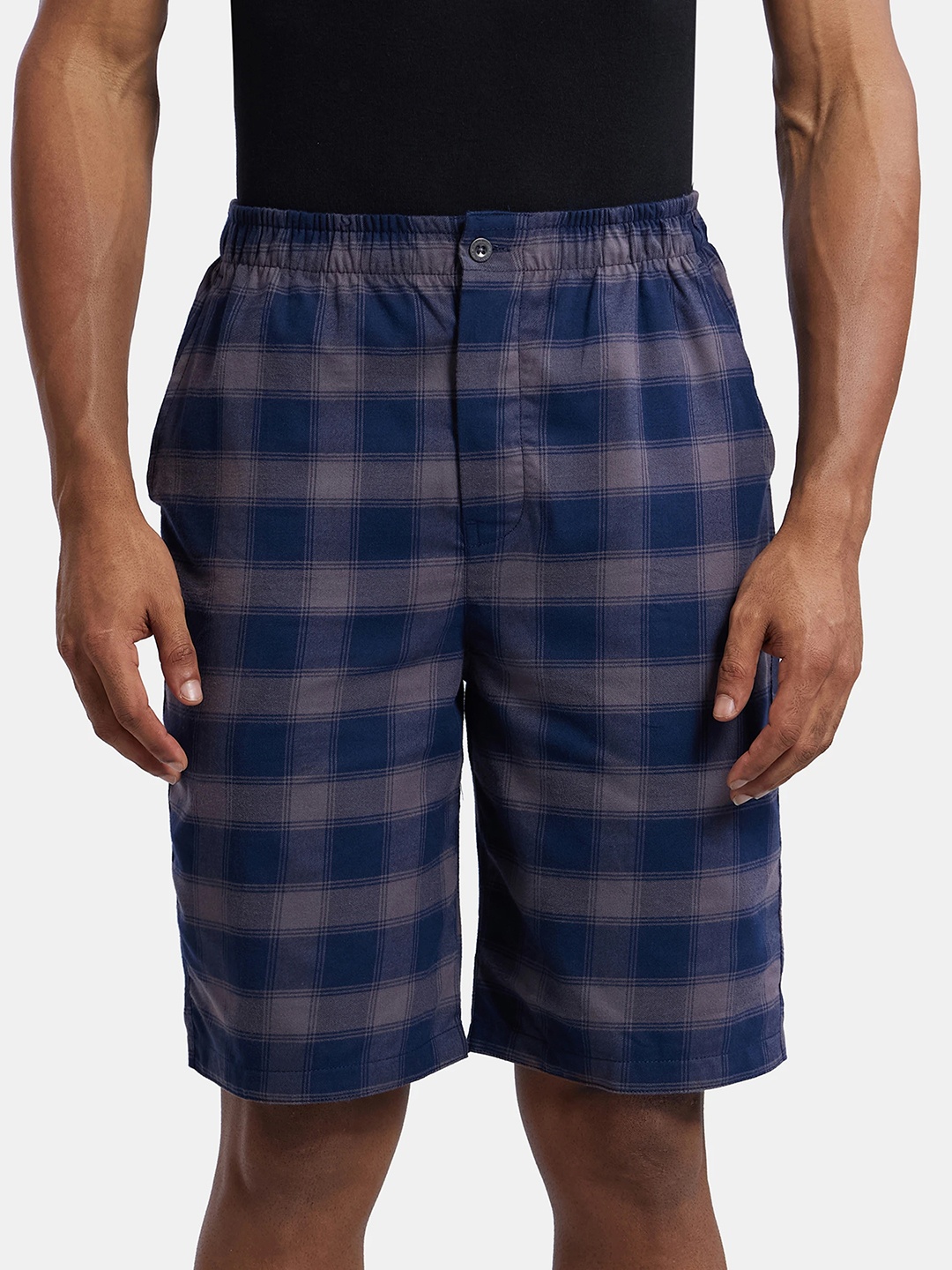 

Jockey Men Checked Pure Cotton Shorts, Grey