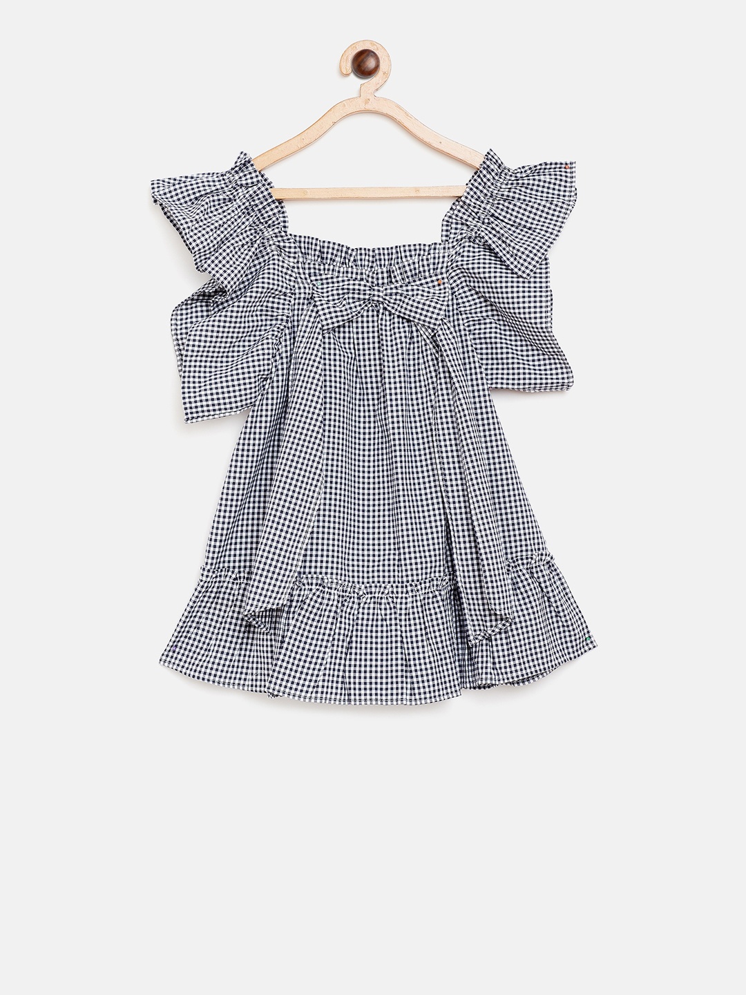 

KIDKLO Girls Navy Blue Checked A-Line Dress