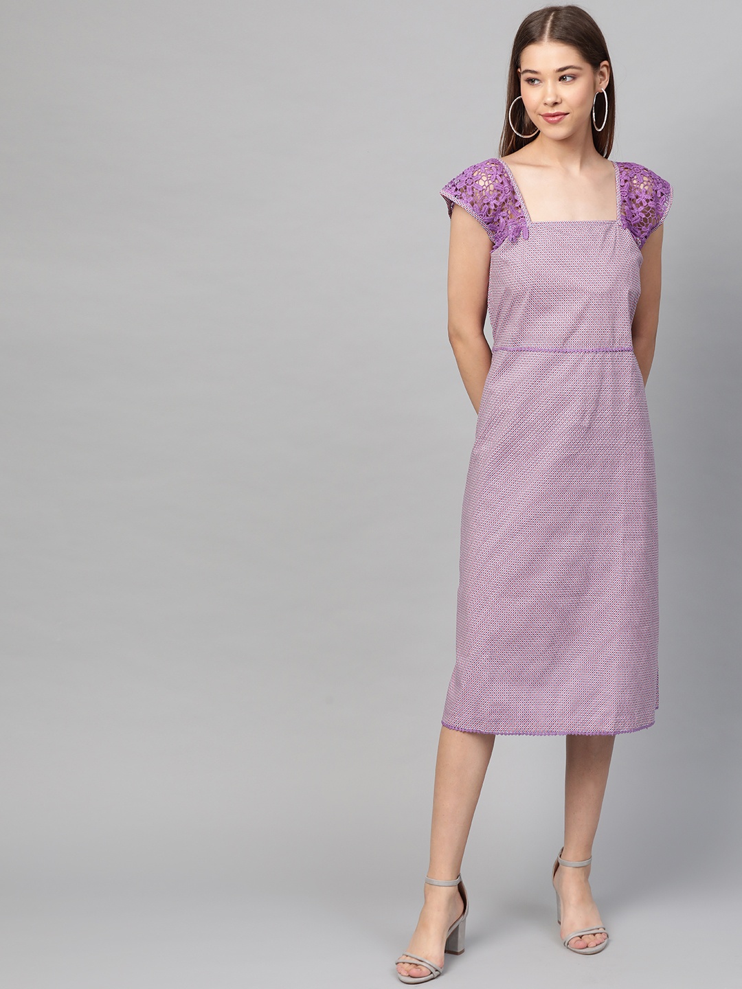 

Laado - Pamper Yourself Women Pink & Blue Printed A-Line Dress