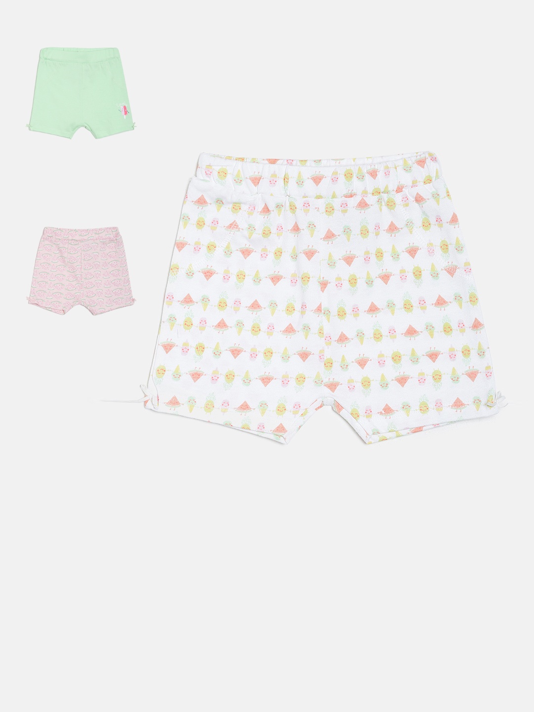 

MINI KLUB Girls Pack Of 3 Printed Regular Fit Hot Pants, White