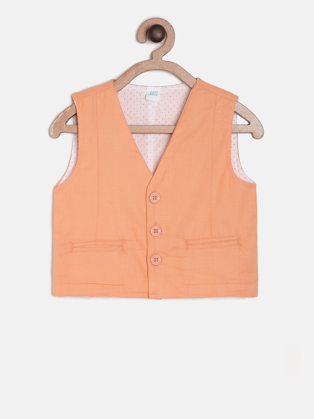 

MINI KLUB Infant Boys Orange Solid Pure Cotton Waistcoat