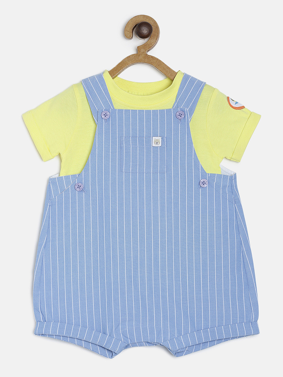 

MINI KLUB Boys Blue & Yellow Solid T-shirt with Dungaree