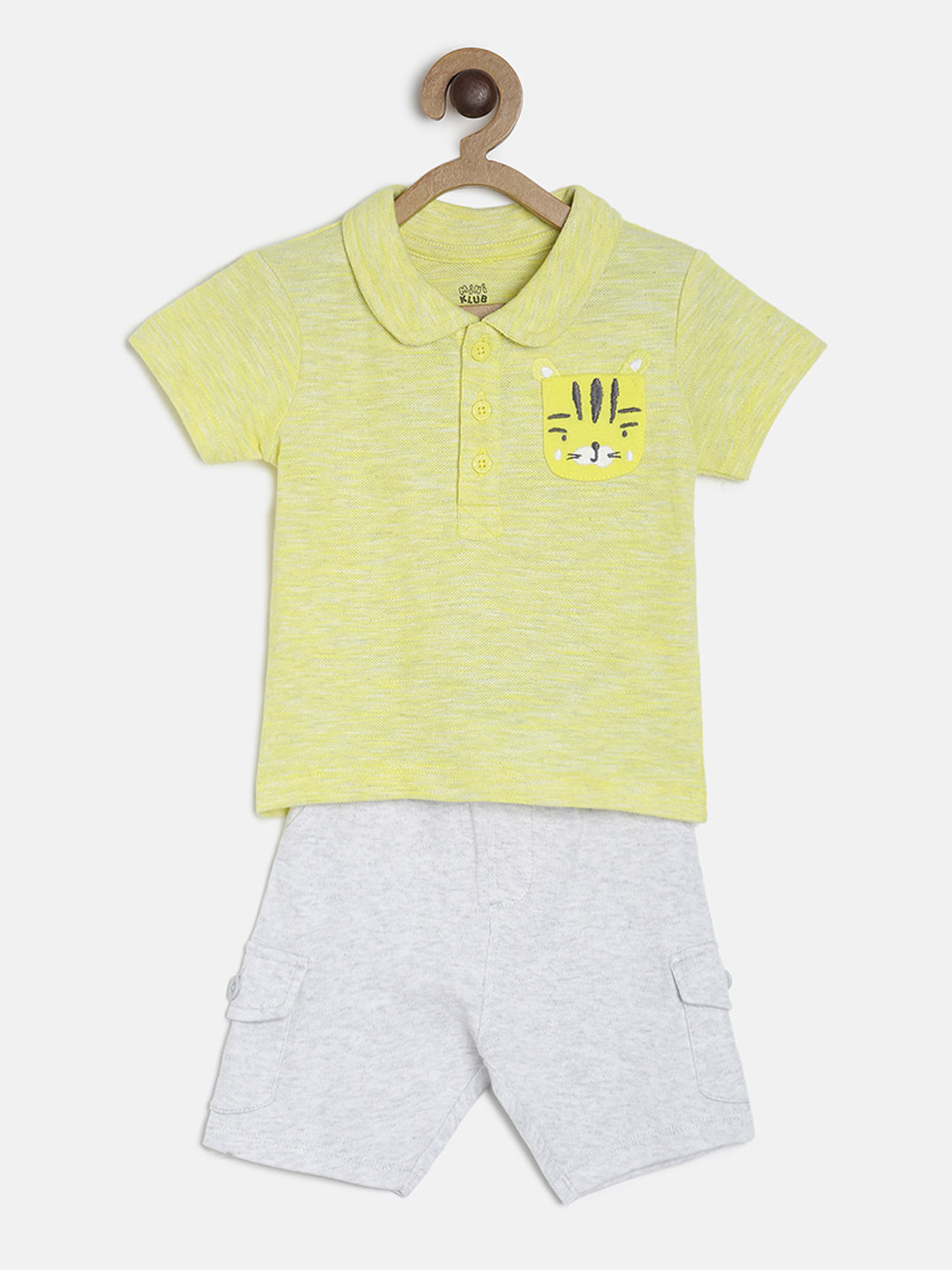 

MINI KLUB Boys Yellow & White Solid T-shirt with Knit Shorts