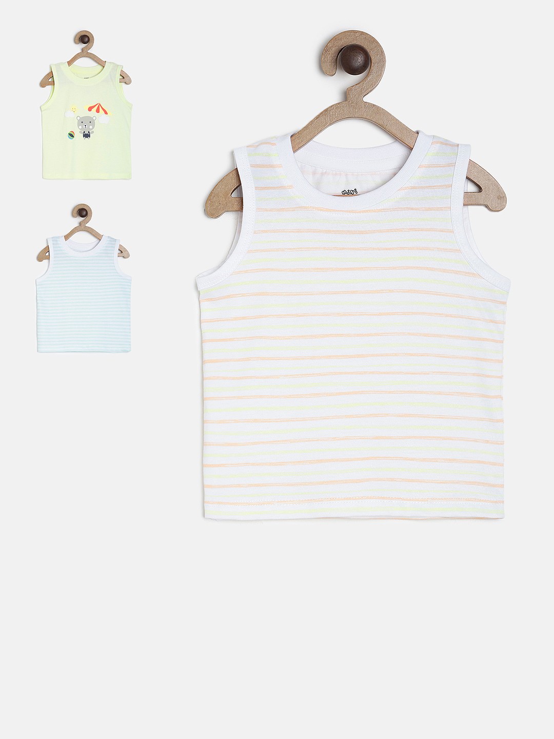 

MINI KLUB Infant Boys Pack of 3 Round Neck Pure Cotton T-shirts, Yellow