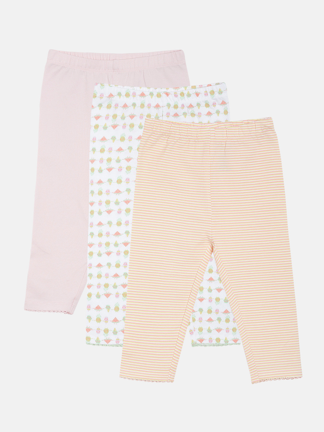 

MINI KLUB Girls Pack Of 3 Printed Regular Fit Capris, Pink