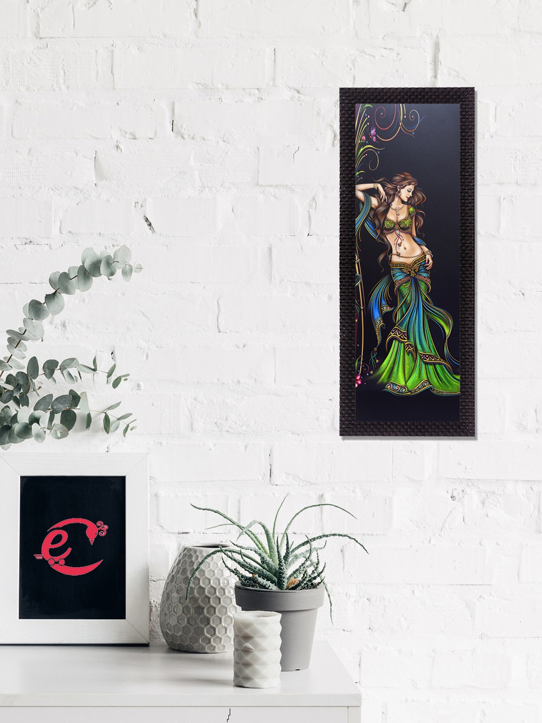 

eCraftIndia Grey & Green Beautiful Woman Satin Matt Texture UV Wall Art