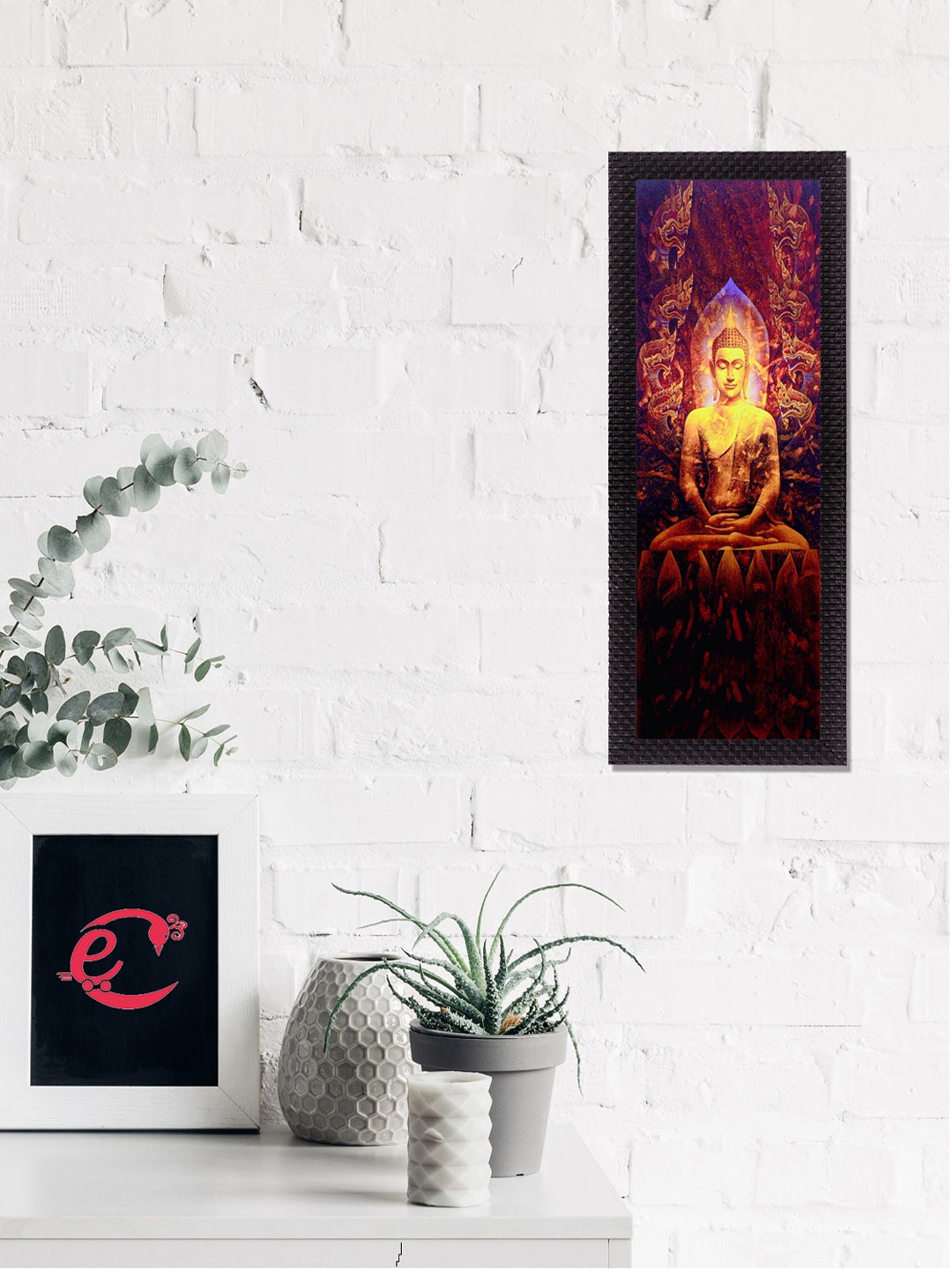 

eCraftIndia Maroon & Yellow Enlightening Lord Buddha Satin Matt Texture UV Wall Art