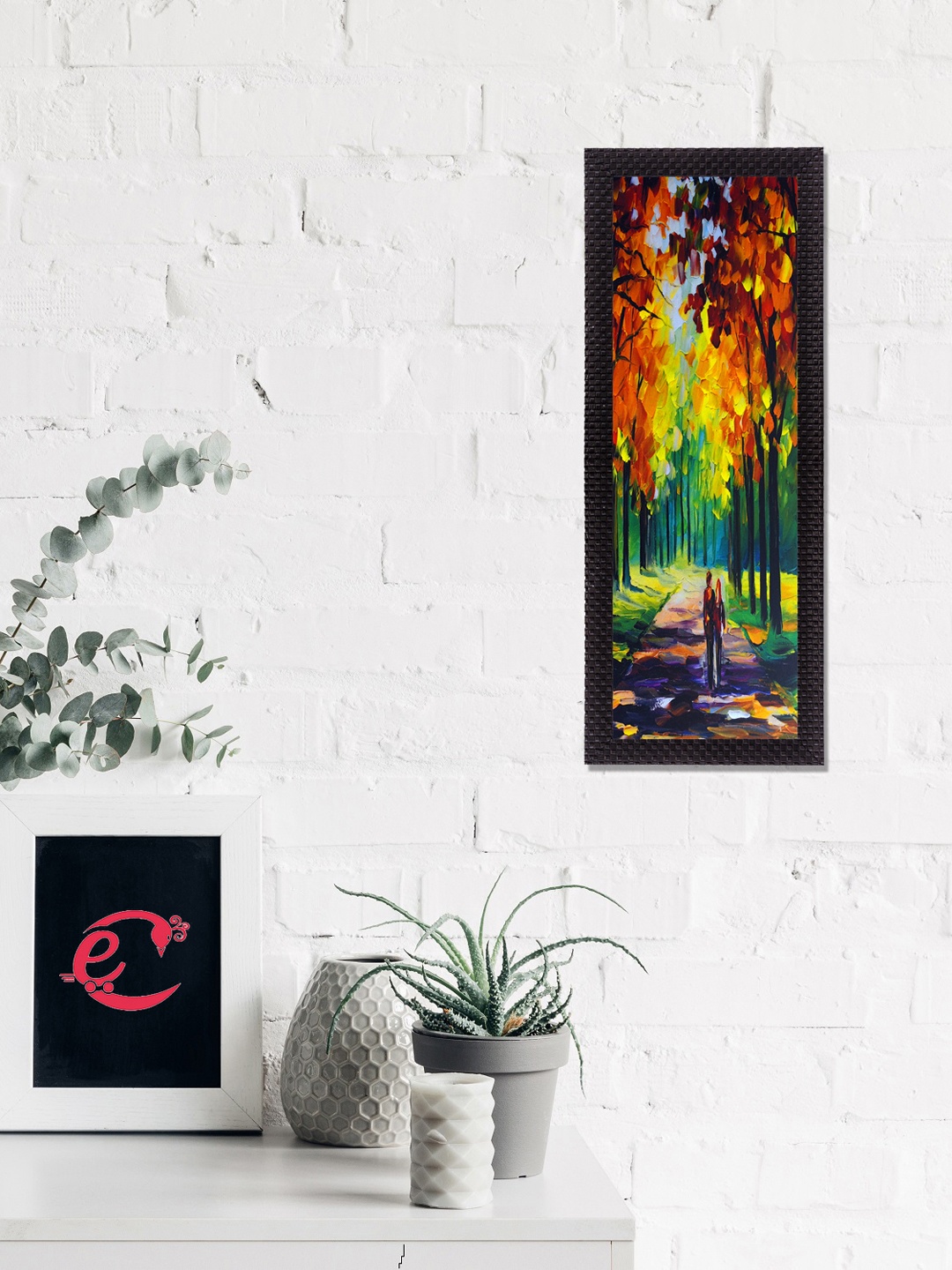 

eCraftIndia Green & Orange Colorful Scenic Satin Matt Texture UV Wall Art