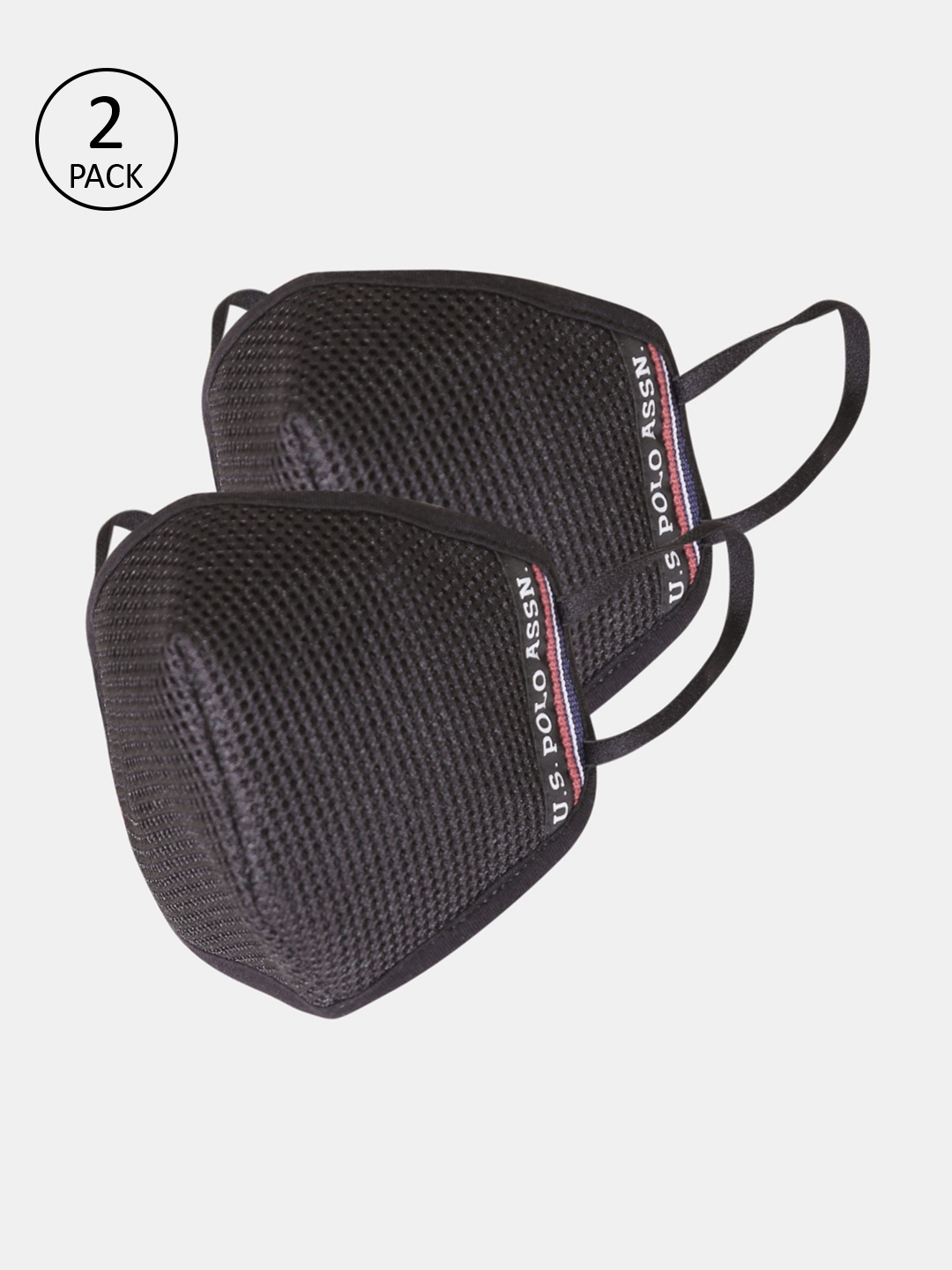 

U.S. Polo Assn. Unisex Pack Of 2 Black 3-Ply Anti Pollution Outdoor Reusable Masks
