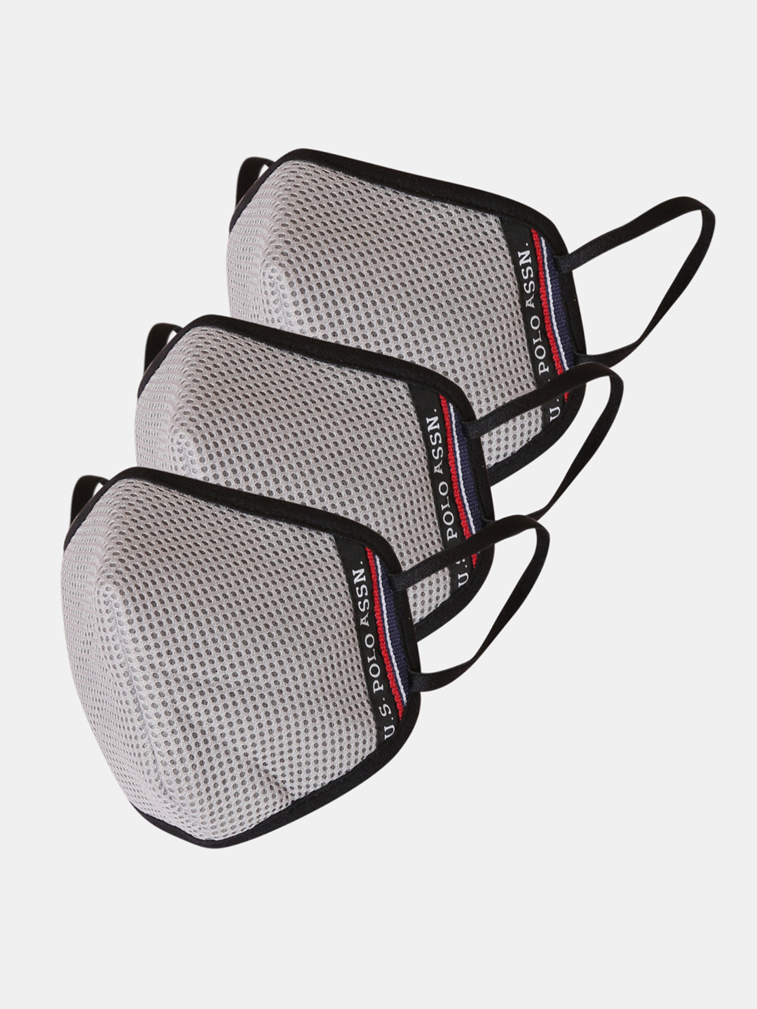 

U.S. Polo Assn. Unisex Grey 3 Pcs 3 Ply Anti Pollution Reusable Airmesh Face Masks