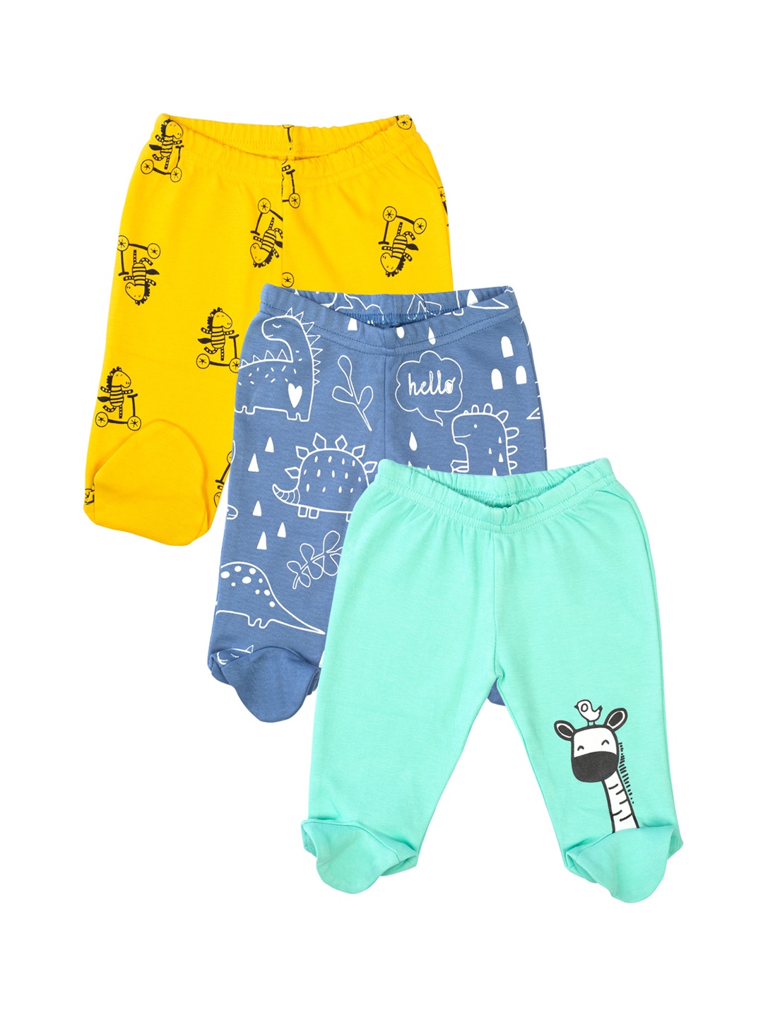

MeeMee Infant Boys Pack Of 3 Leggings With Attached Footies, Yellow