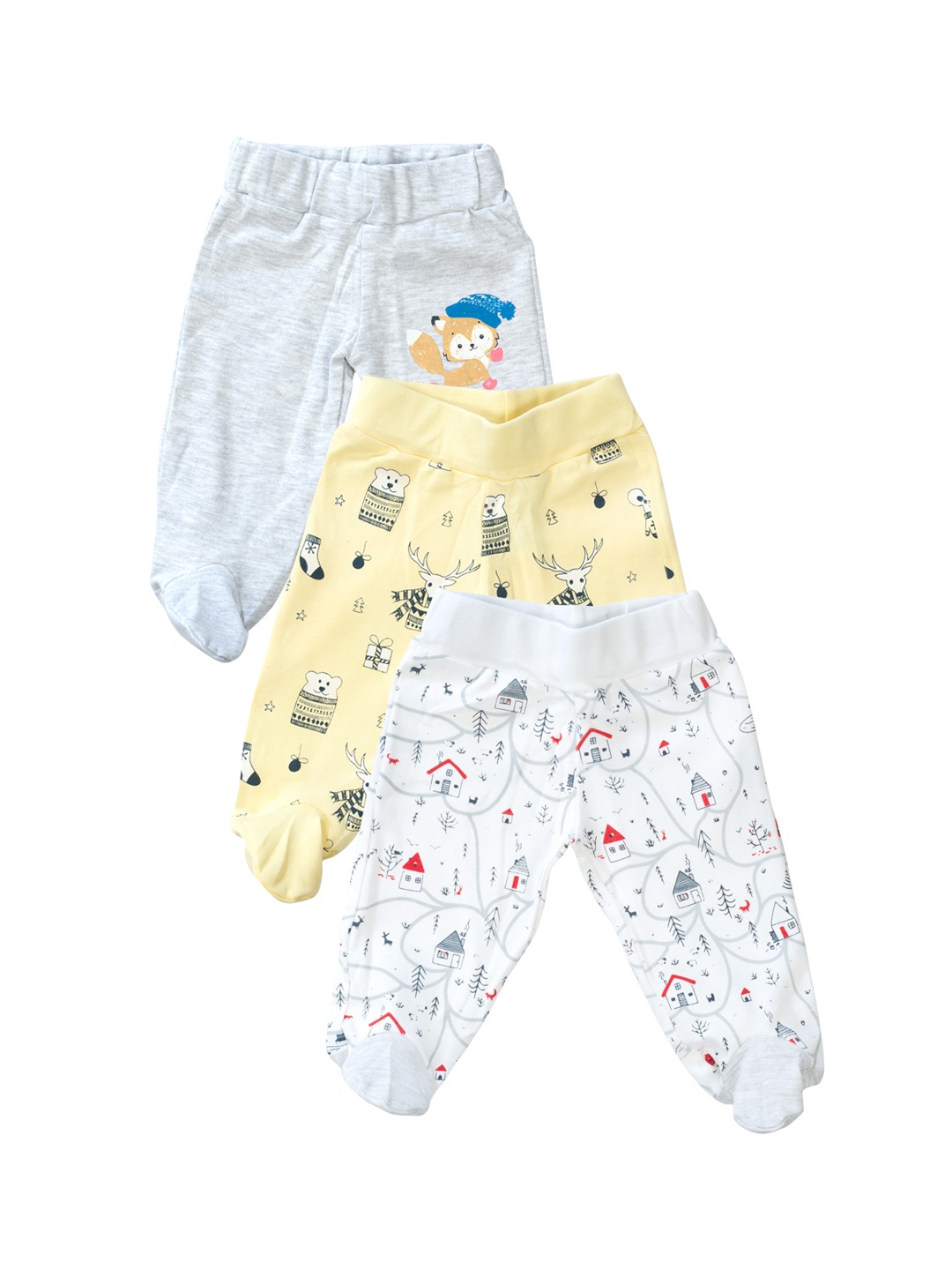 

MeeMee Infant Girls Pack Of 3 Leggings With Attached Footies, Grey