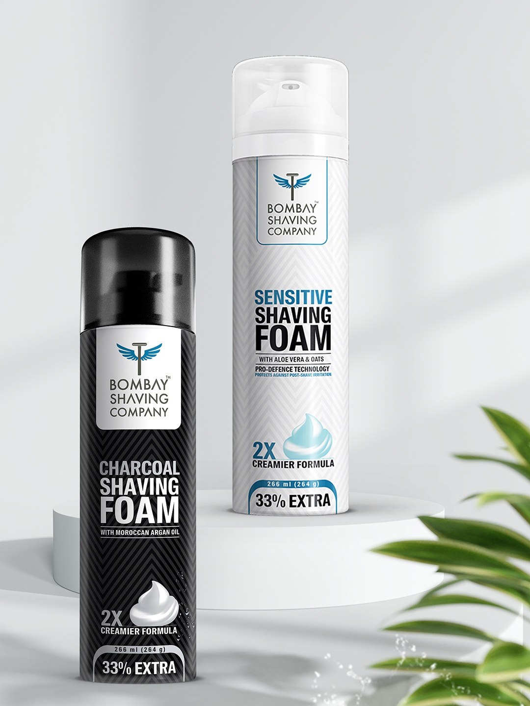 

Bombay Shaving Company Pack of 2 Charcoal & Sensitive Shaving Foam Combo 264 g (each), Black