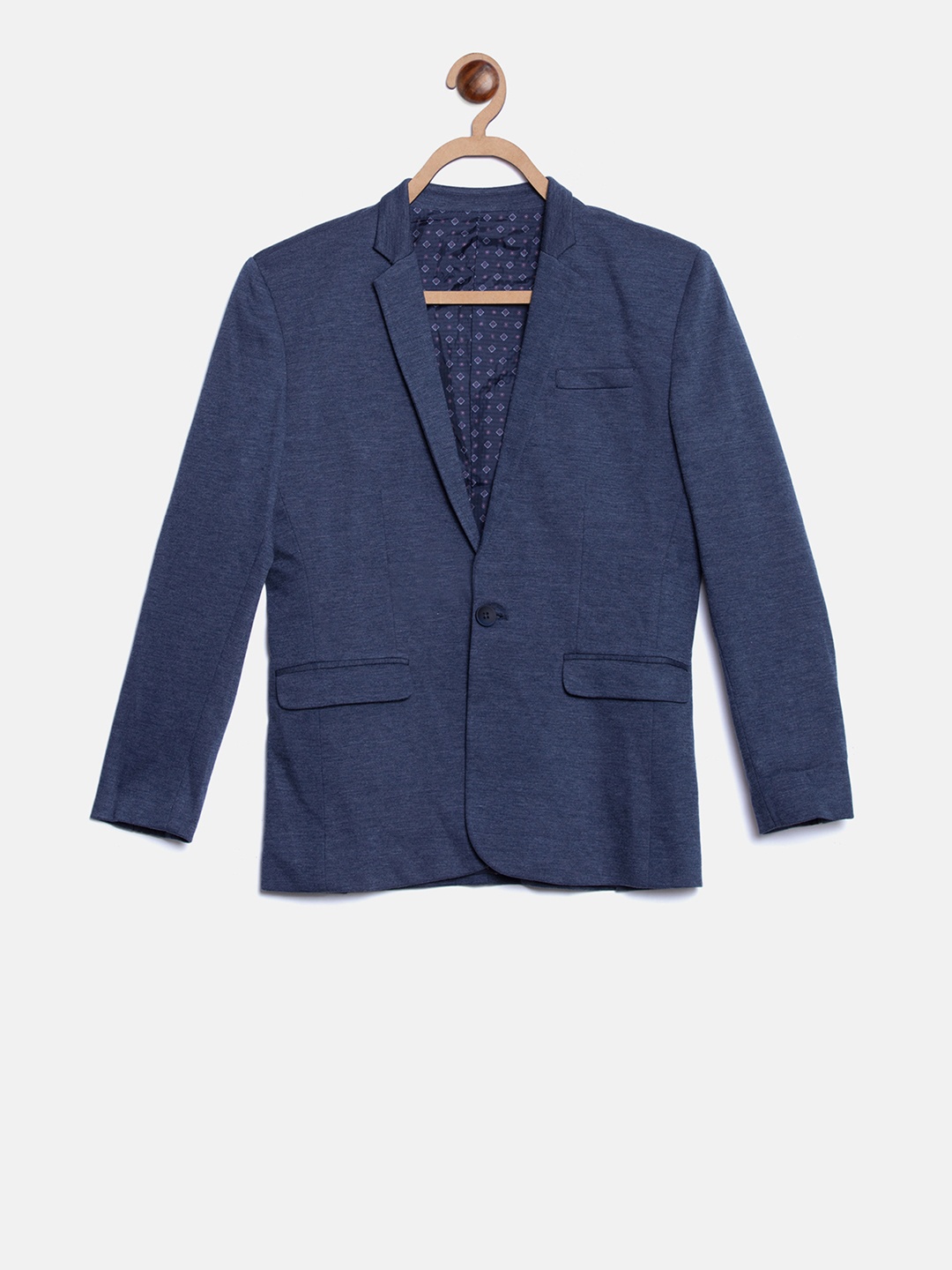 

Blue Giraffe Boys Navy Blue Solid Slim-Fit Single-Breasted Blazer