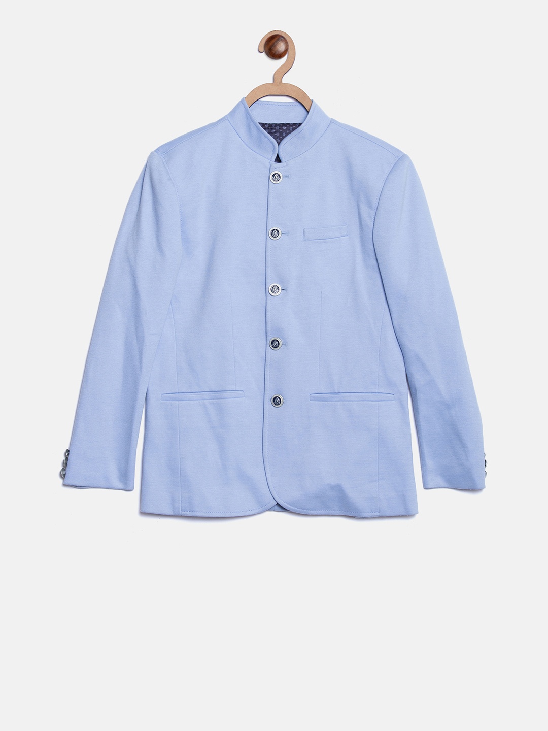 

Blue Giraffe Boys Blue Solid Slim-Fit Blazer