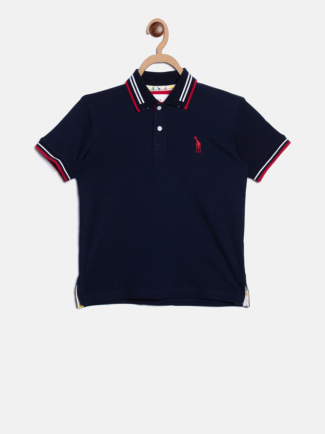 

Blue Giraffe Boys Navy Blue Solid Polo Collar T-shirt