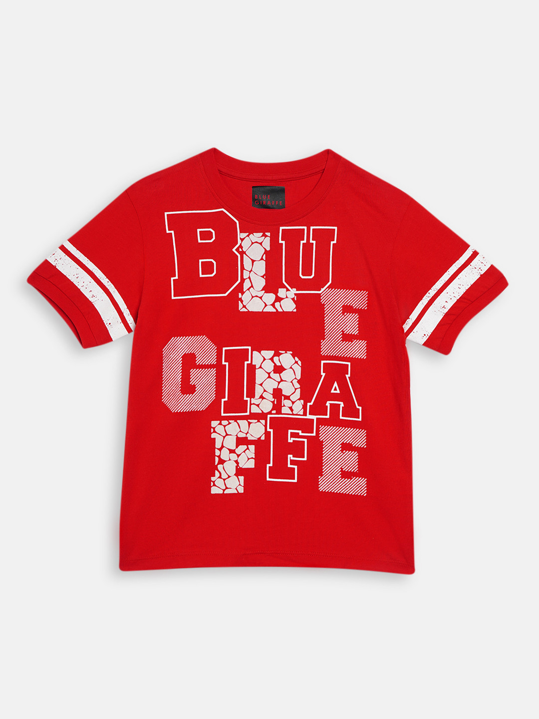 

Blue Giraffe Boys Red Printed Cotton Round Neck Pure Cotton T-shirt