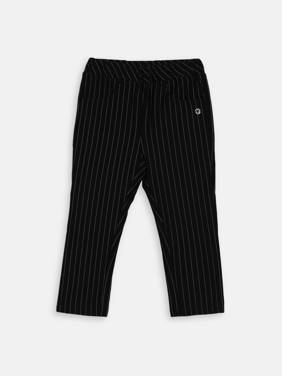 

Blue Giraffe Girls Black Slim Fit Striped Regular Trousers