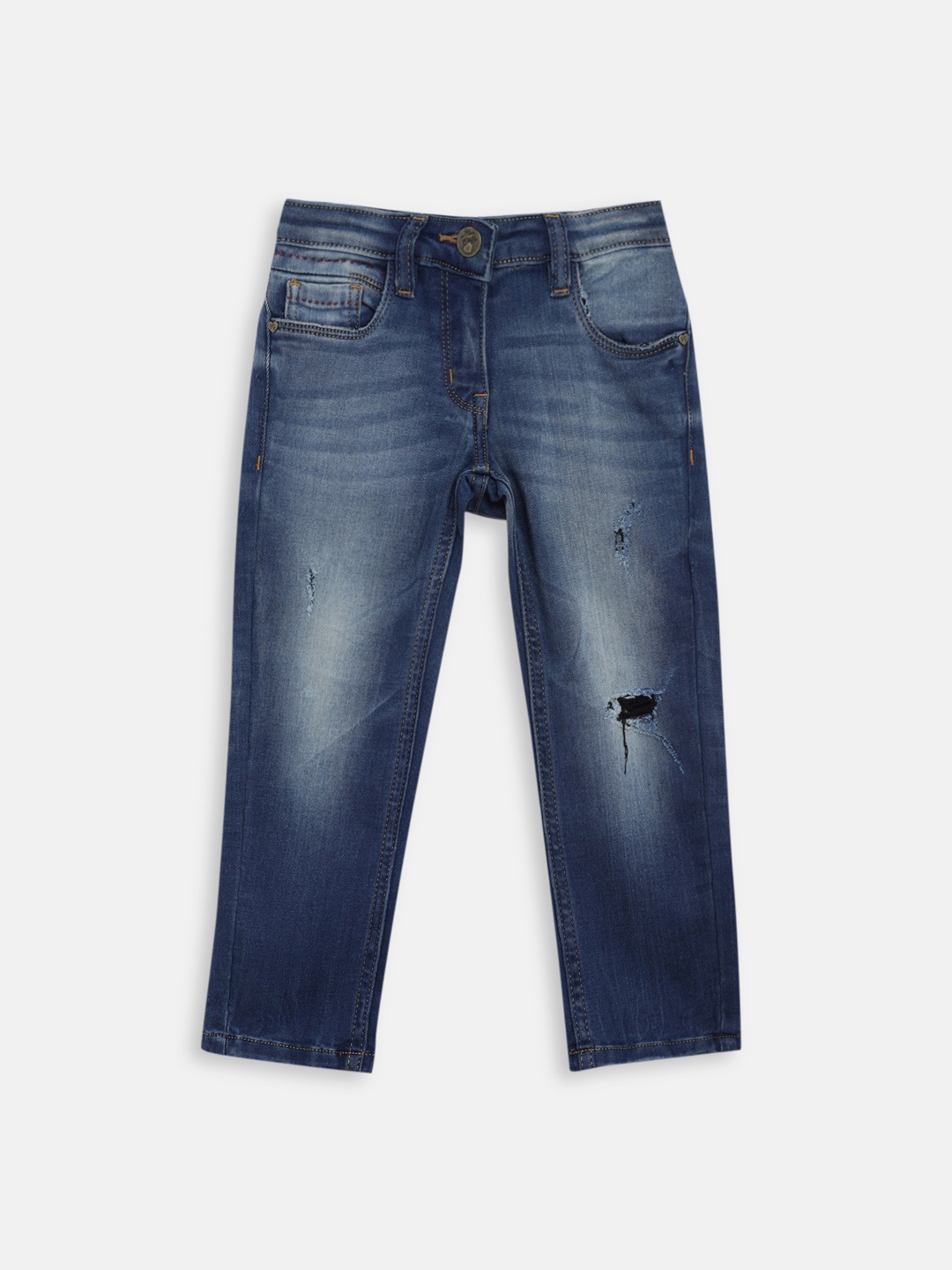 

Blue Giraffe Girls Blue Slim Fit Low Distress Jeans
