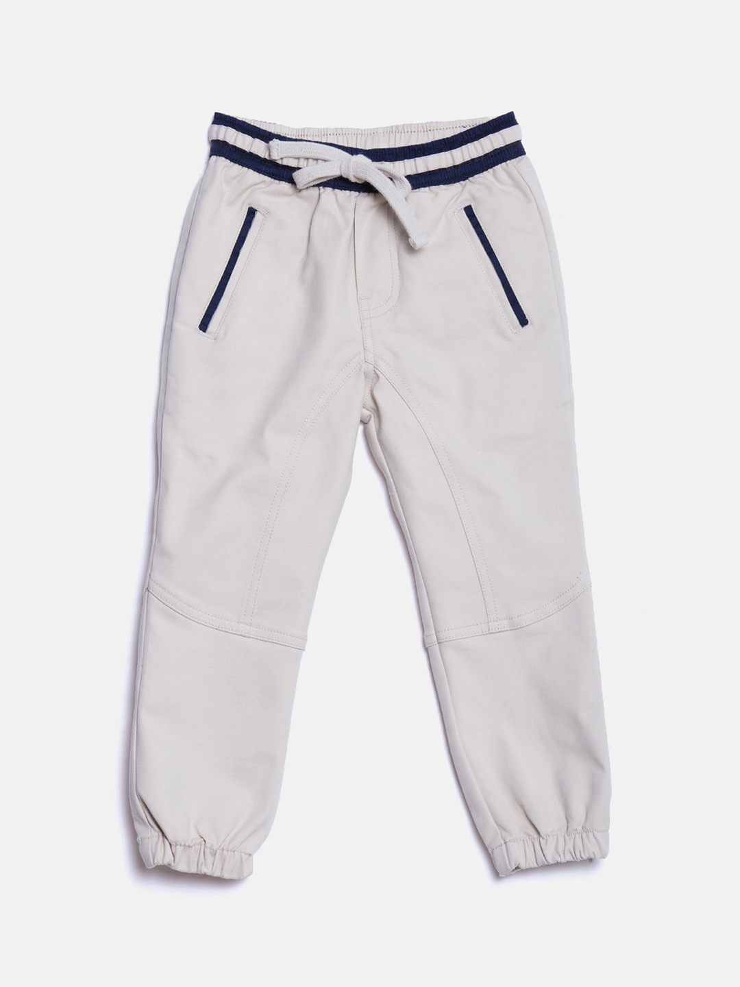 

Blue Giraffe Boys Off-White Solid Joggers