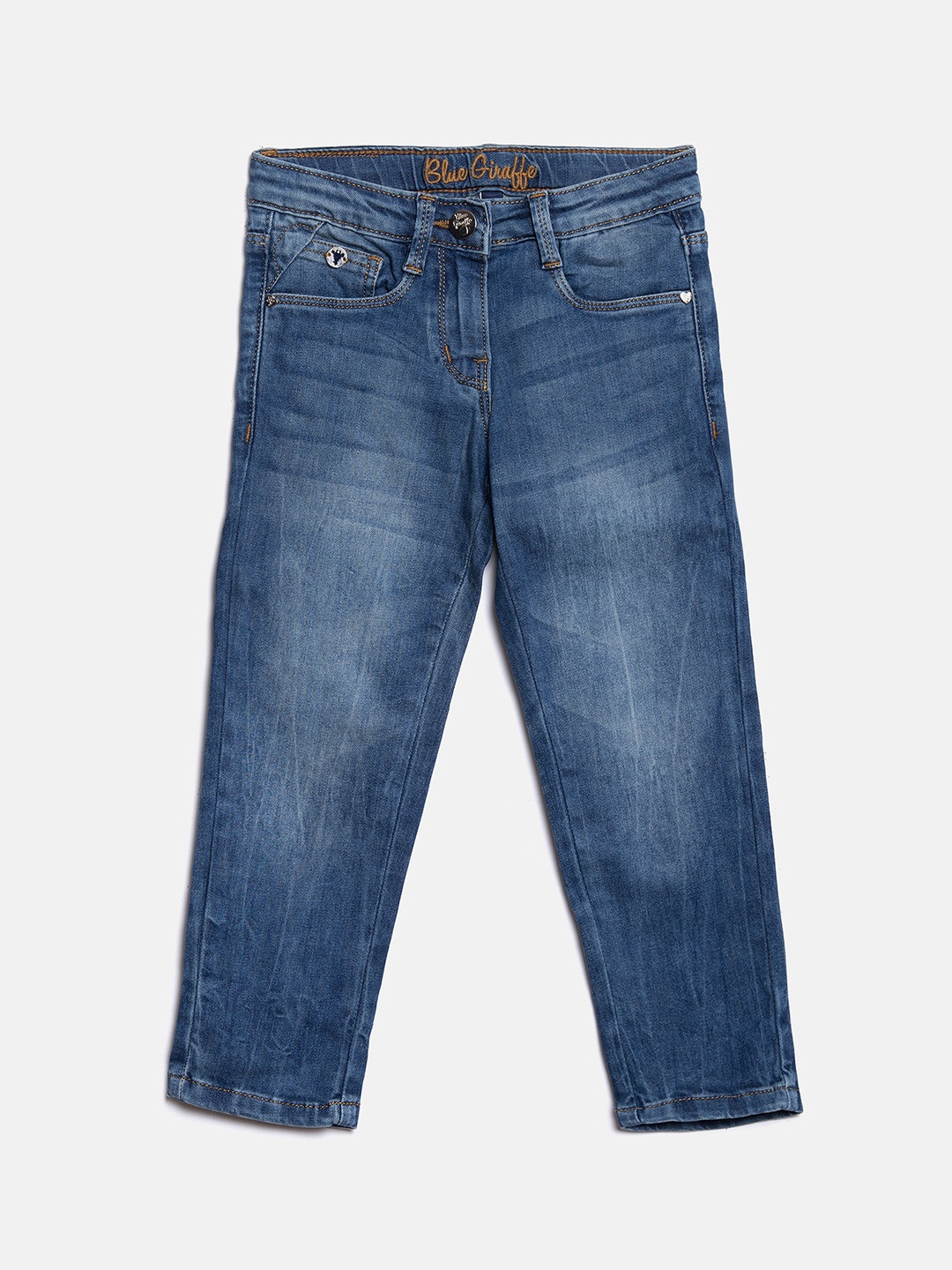 

Blue Giraffe Girls Blue Slim Fit Mid-Rise Clean Look Jeans