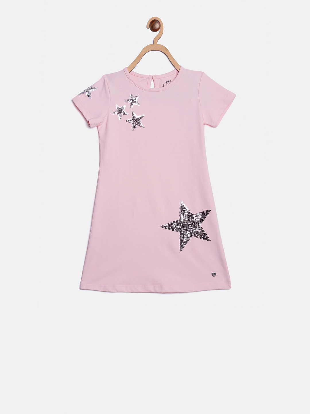 

Blue Giraffe Girls Pink Solid T-shirt Dress With Sequinned Detail