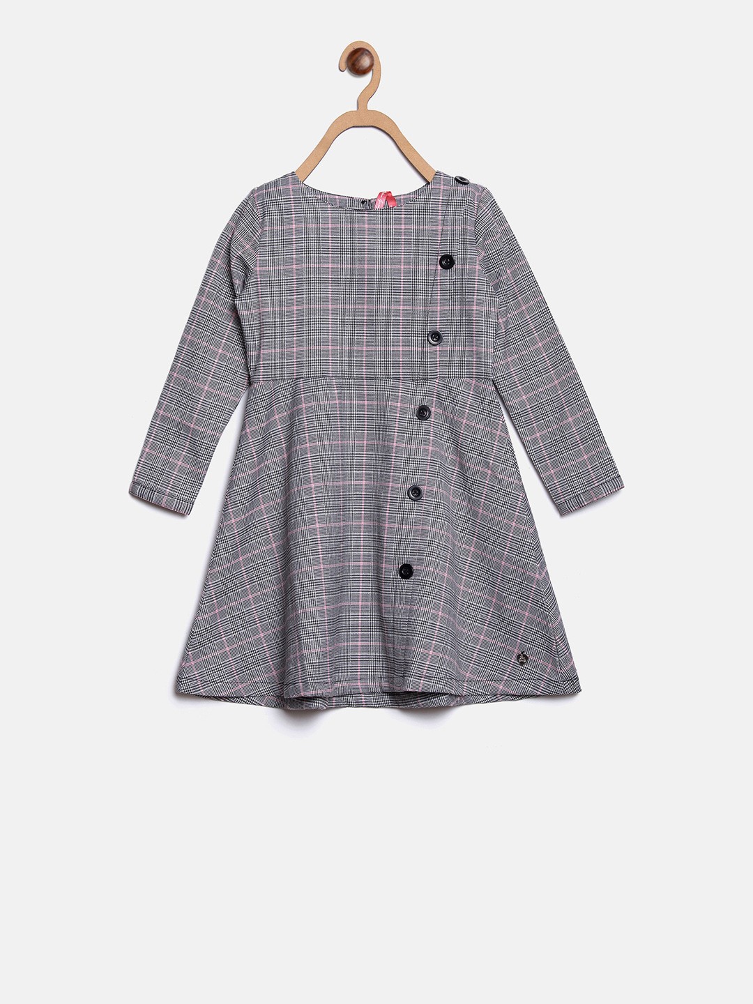 

Blue Giraffe Girls Black & Grey Checked Fit and Flare Dress