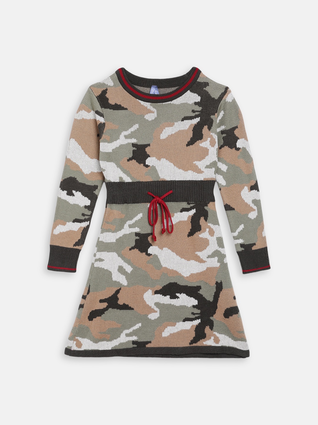 

Blue Giraffe Girls Olive Green & Brown Printed T-shirt Dress