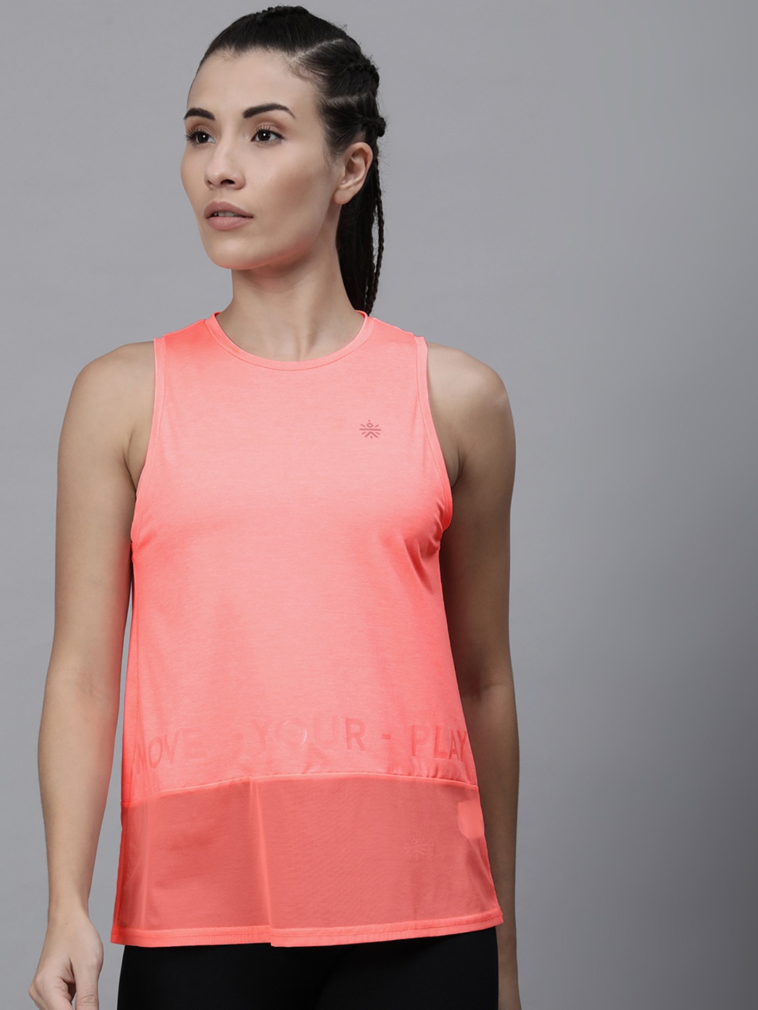 

Cultsport Women Coral Orange Placement Printed Round Neck T-shirt