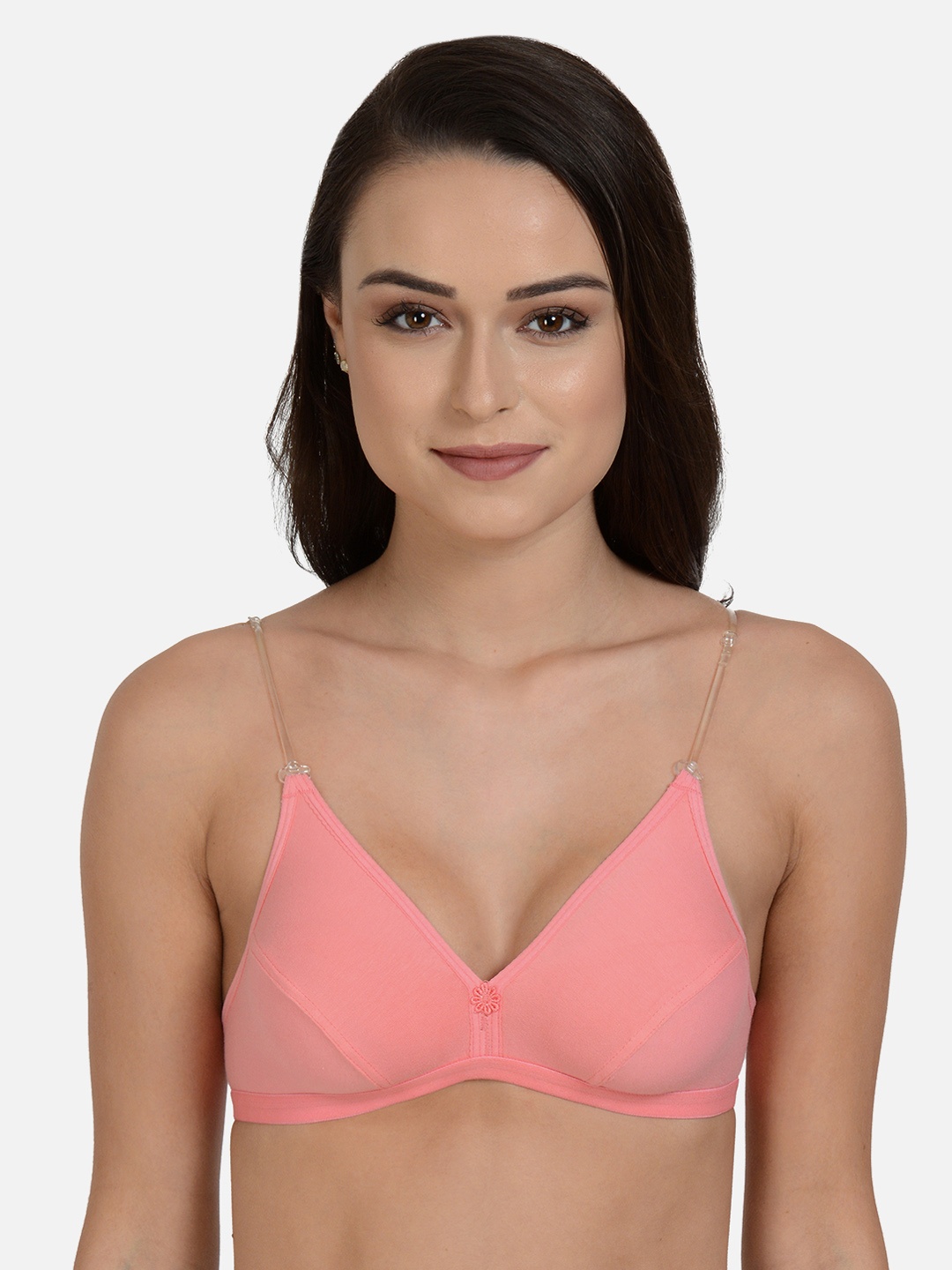 

mod & shy Peach-Coloured Solid Non-Wired Non Padded Everyday Bra MS198