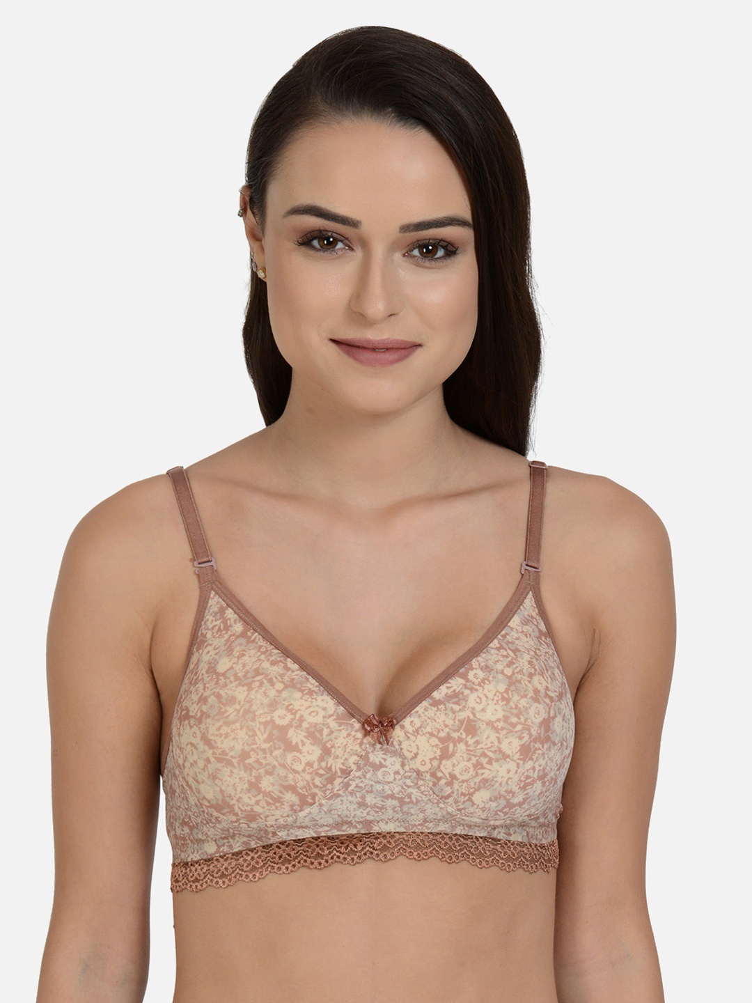 

mod & shy Brown & Beige Floral Printed Non-Wired Lightly Padded Everyday Bra MS191