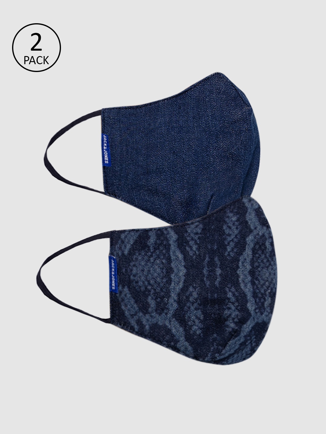 

Jack & Jones Men Navy Blue 2 Pcs 3 Ply Protective Reusable Mask