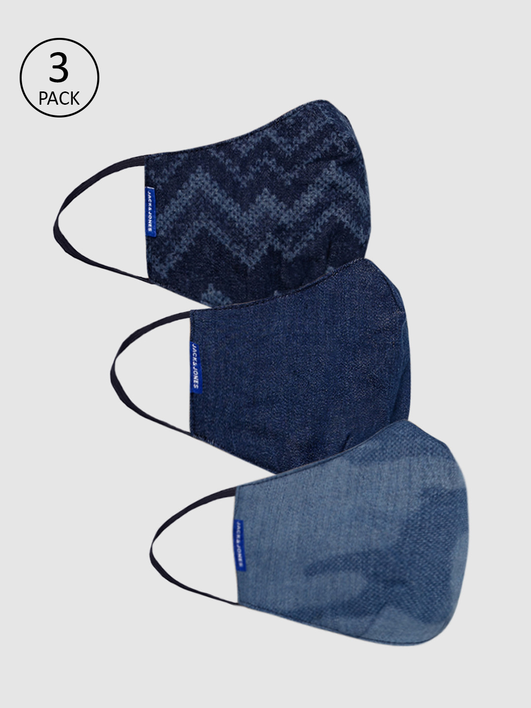 

Jack & Jones Men Blue Pack of 3 3-Ply Protective Reusable Mask