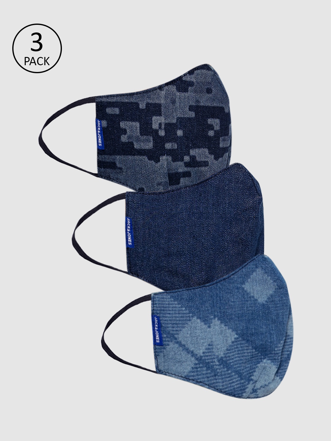 

Jack & Jones Men Blue 3-Pcs 3 Ply Protective Reusable Masks