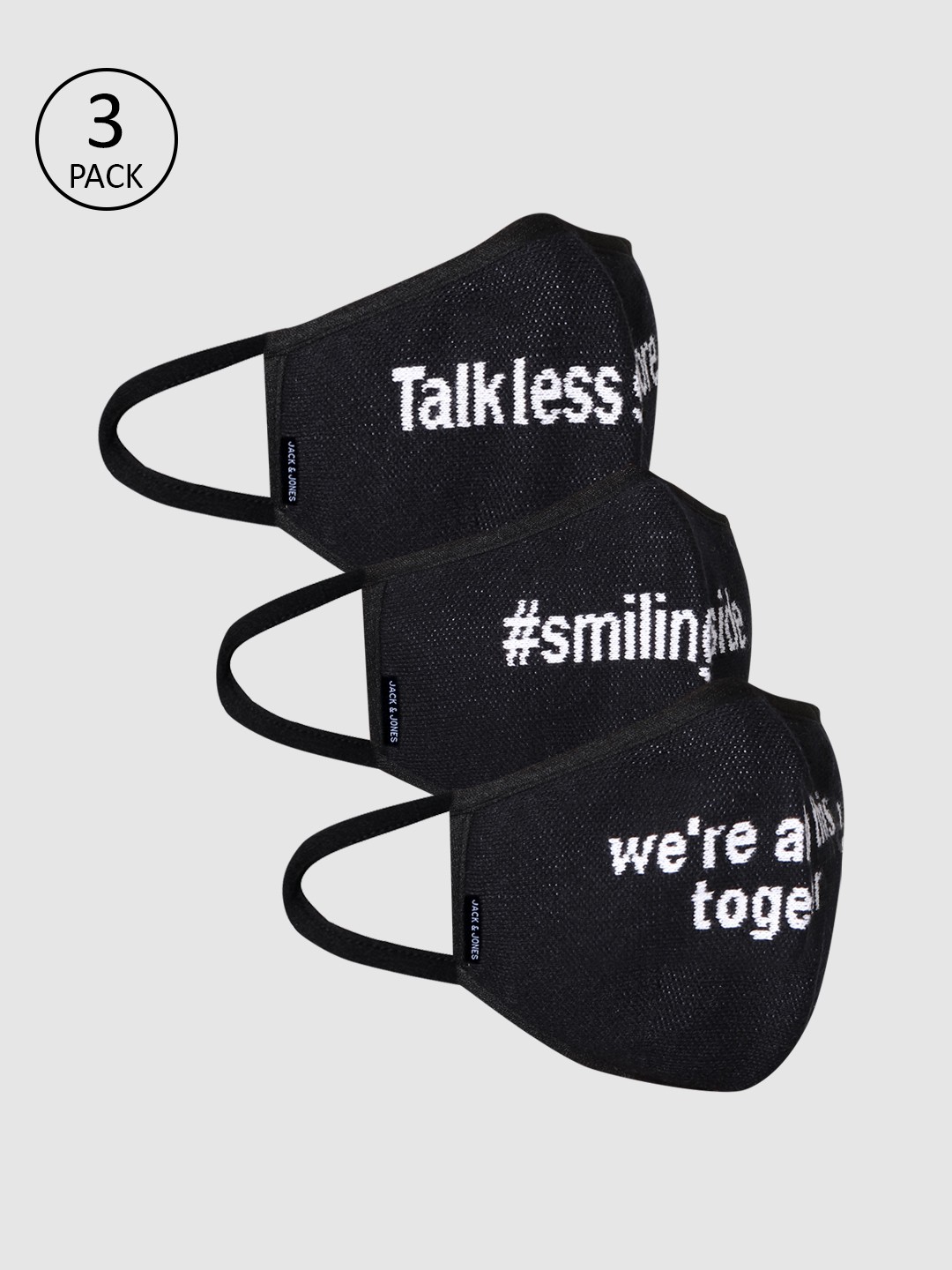 

Jack & Jones Men 3-Pcs Black Printed 3-Ply Protective Reusable Masks